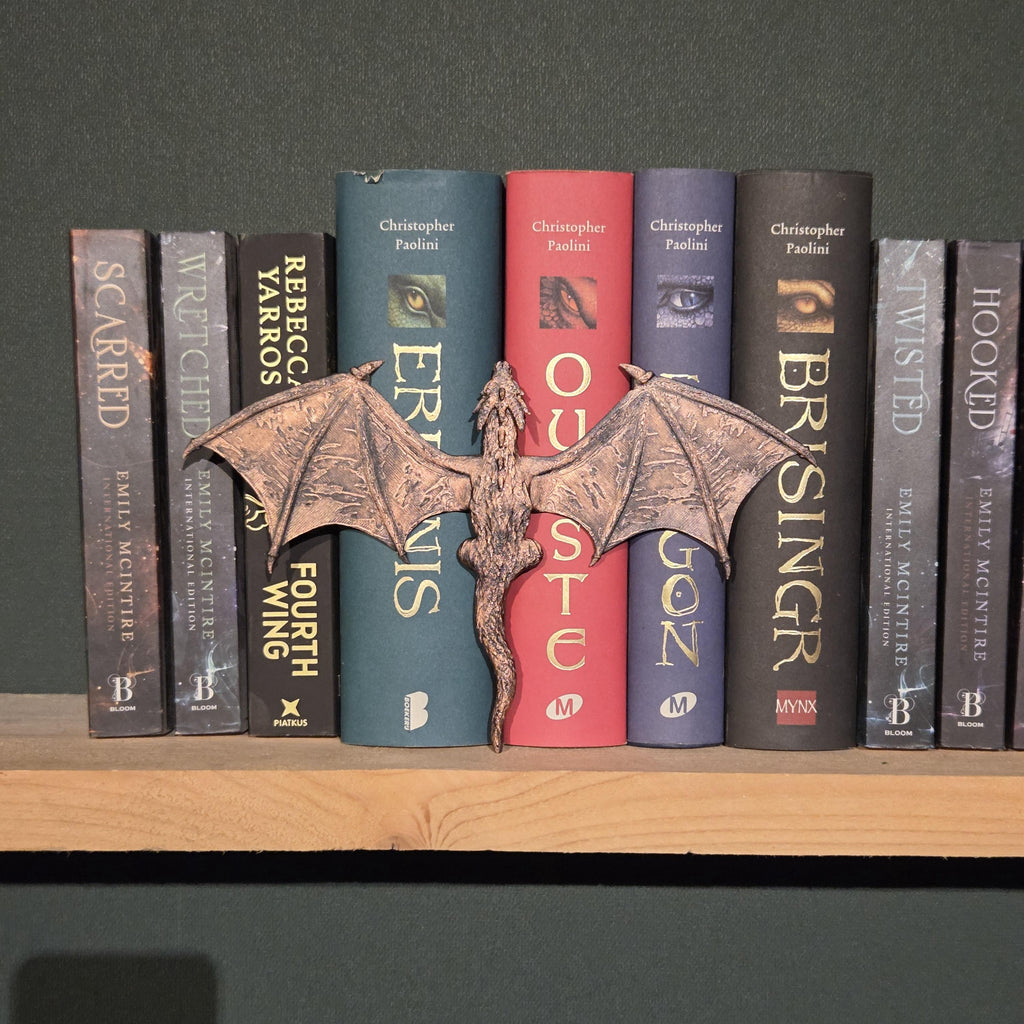 Goldener Drachen-Rückenklammer – Fantasy-Begleiter, der sich um den Rücken deines Buches schlingt | Fantasy-Bücherregal-Wächter