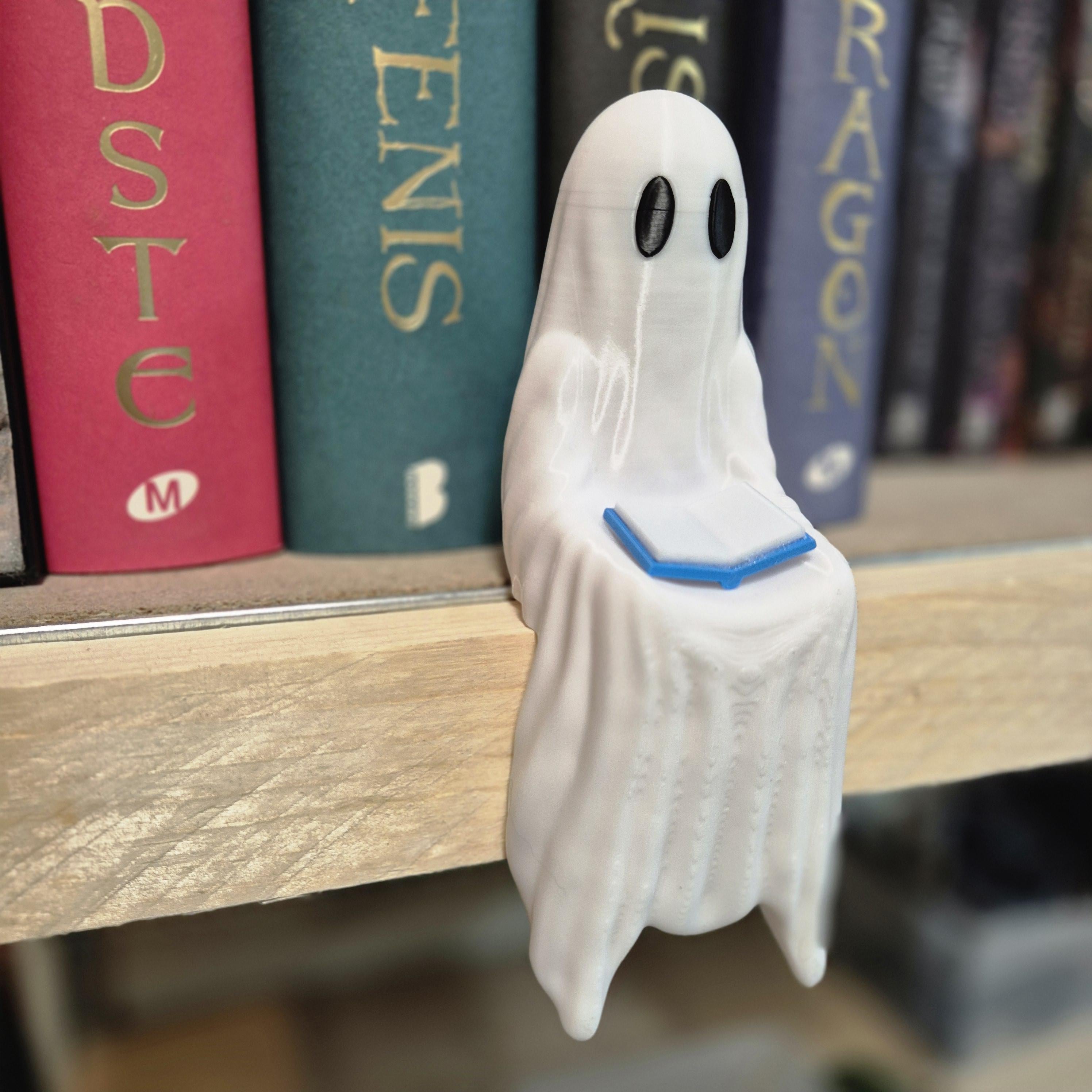 Reading Ghost Figurine | Fantasy Bookshelf Decor | Halloween Gift | Gothic Home Decoration | Cozy Reading Nook Accent | Book Lover Gift