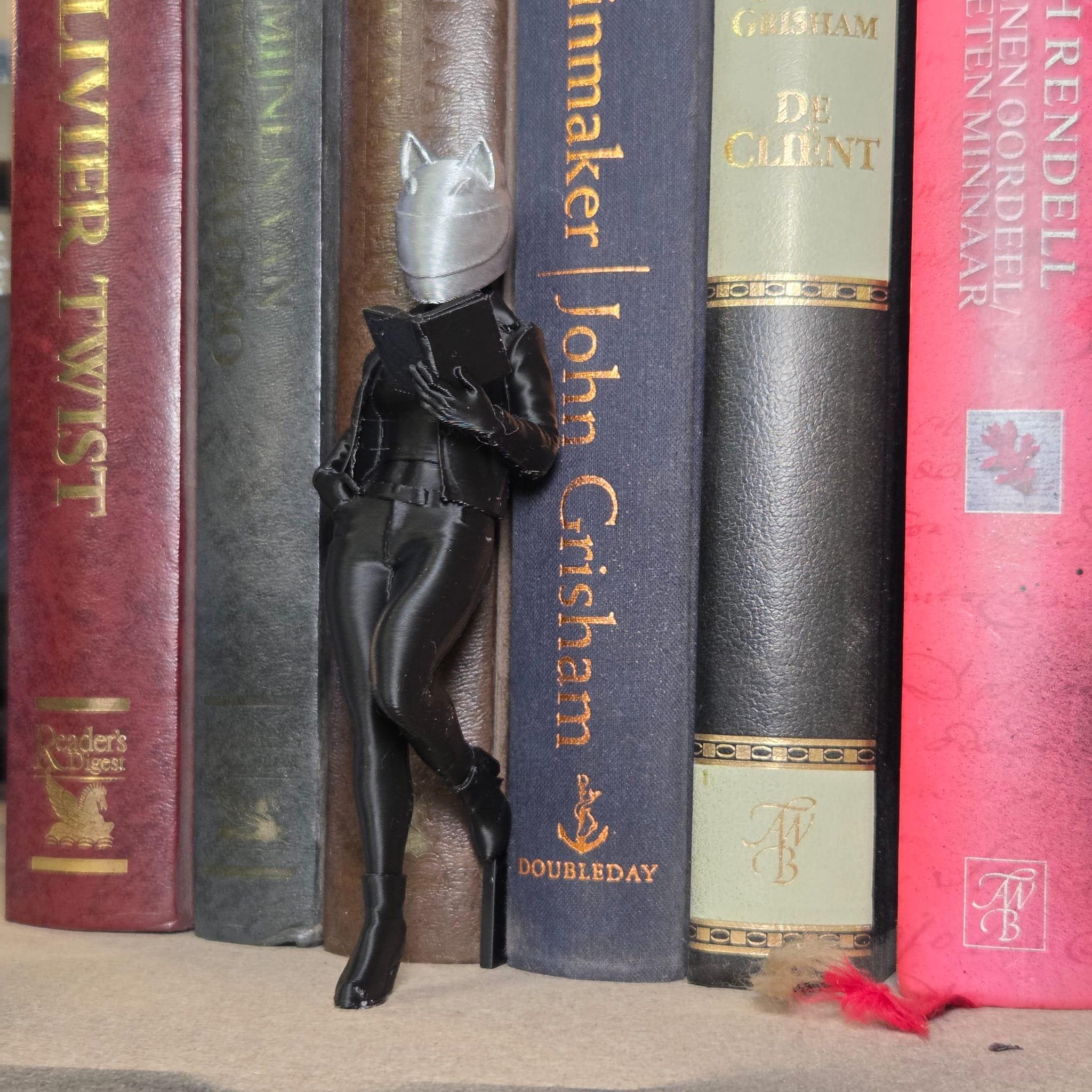 Mysterious Masked biker Reader Figurine – Dark Fantasy Miniature – Bookshelf Decor for Book Lovers – Gothic Home Decor