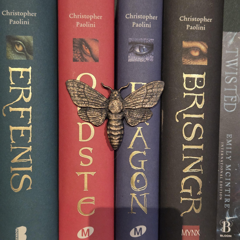 Goldmotten-Rückenumklammerer – Fantasy-Begleiter, der sich um den Buchrücken schmiegt | Fantasy-Bücherregal-Wächter