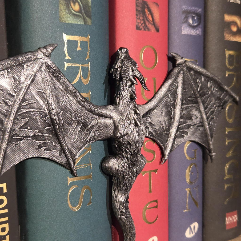 Bronzener Drache „Spinehugger“ – Fantasy-Begleiter, der sich um den Rücken Ihres Buches schlingt | Fantasy-Bücherregalwächter