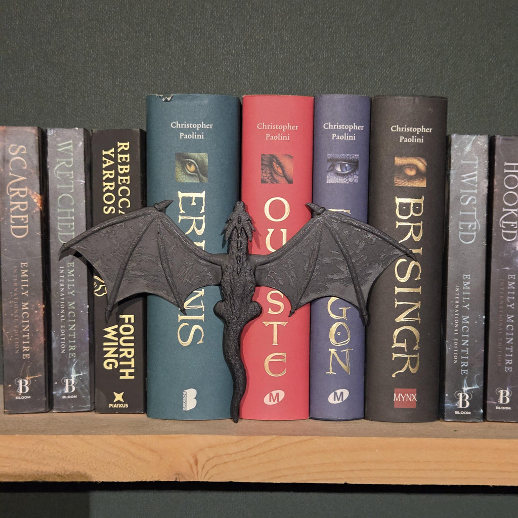 Bronzener Drache „Spinehugger“ – Fantasy-Begleiter, der sich um den Rücken Ihres Buches schlingt | Fantasy-Bücherregalwächter