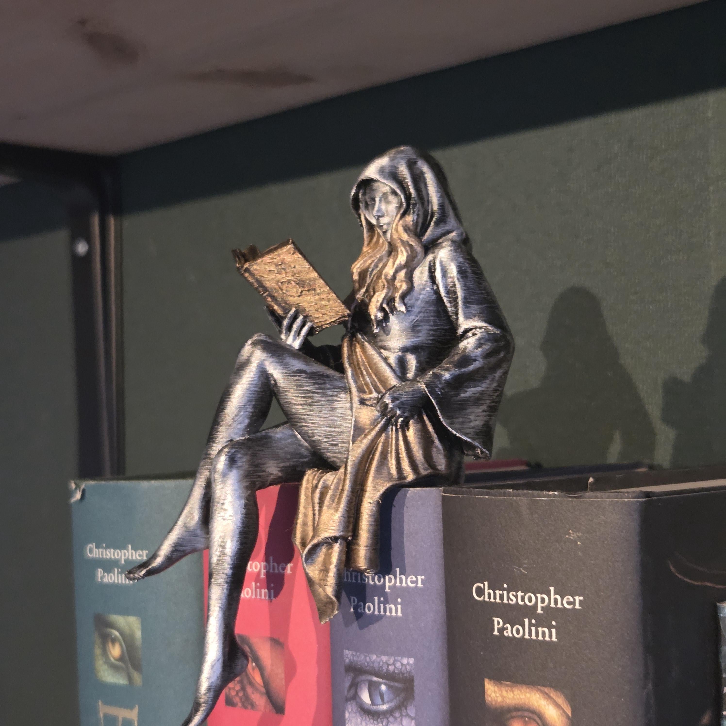 Sexy Reading Elf Figurine – Dark Fantasy Bookshelf Decor – Gothic Elf Miniature – Book Lover Gift – Fantasy Home Decor