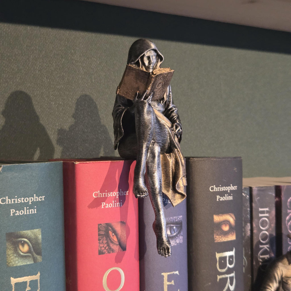 Sexy Lese-Elfen-Figur – Gothic Fantasy Bücherregal-Dekoration – Gothic Elfen-Miniatur – Buchliebhaber-Geschenk – Fantasy-Heimdekoration