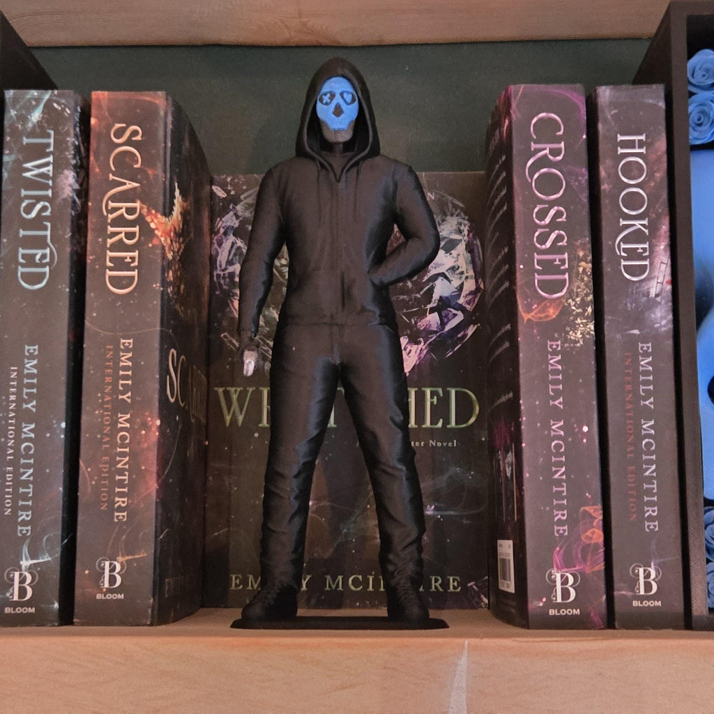 Masked lights out Figure Book Decor | Dark Aesthetic Shelf Statue | Horror Character Decor | Gothic Bookshelf Accent | Spooky Room Decor