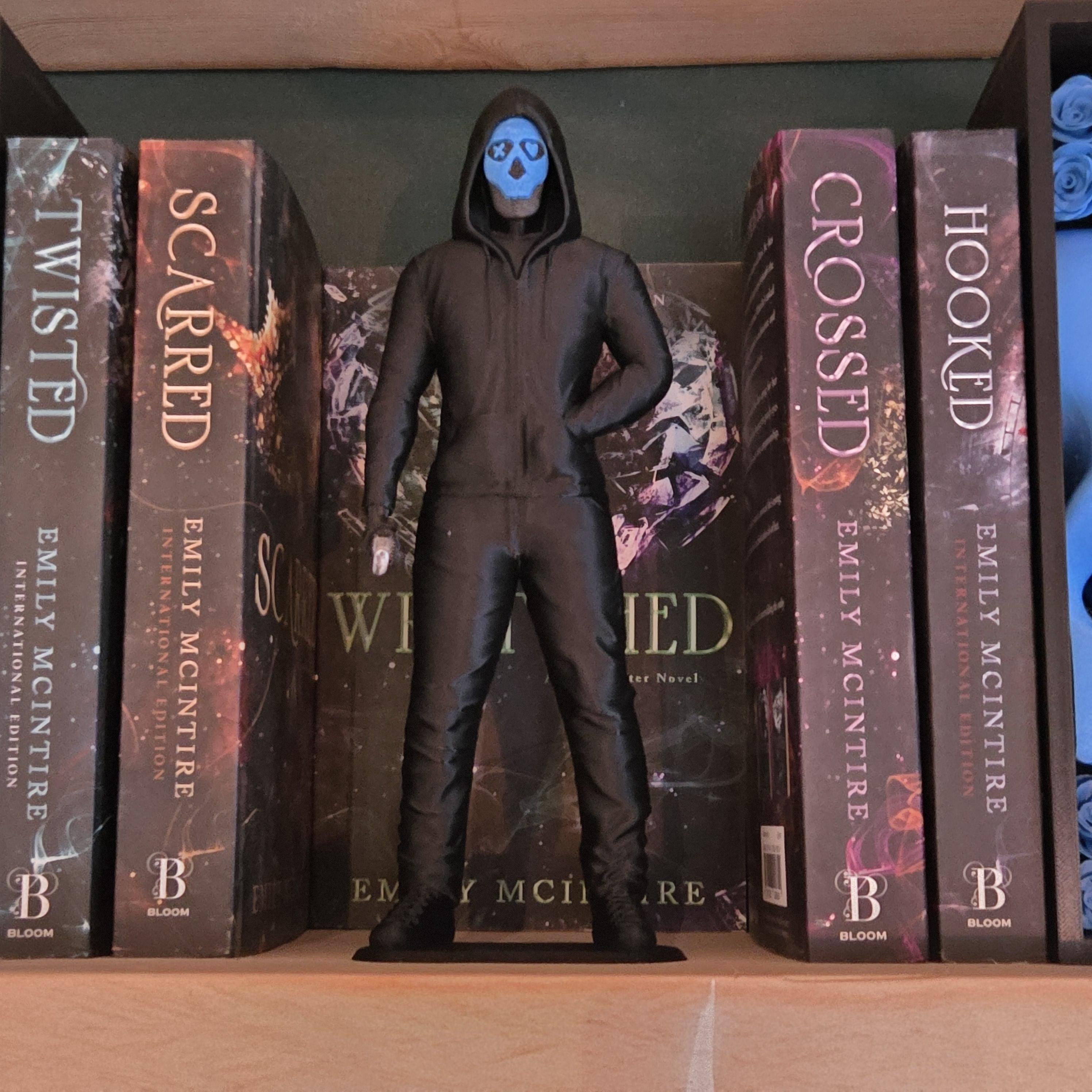 Masked lights out Figure Book Decor | Dark Aesthetic Shelf Statue | Horror Character Decor | Gothic Bookshelf Accent | Spooky Room Decor