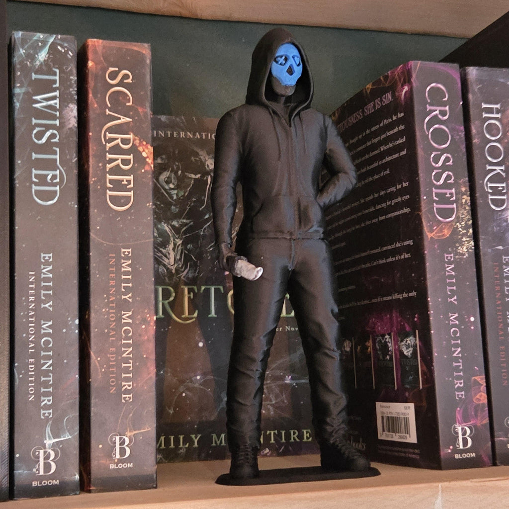 Masked lights out Figure Book Decor | Dark Aesthetic Shelf Statue | Horror Character Decor | Gothic Bookshelf Accent | Spooky Room Decor
