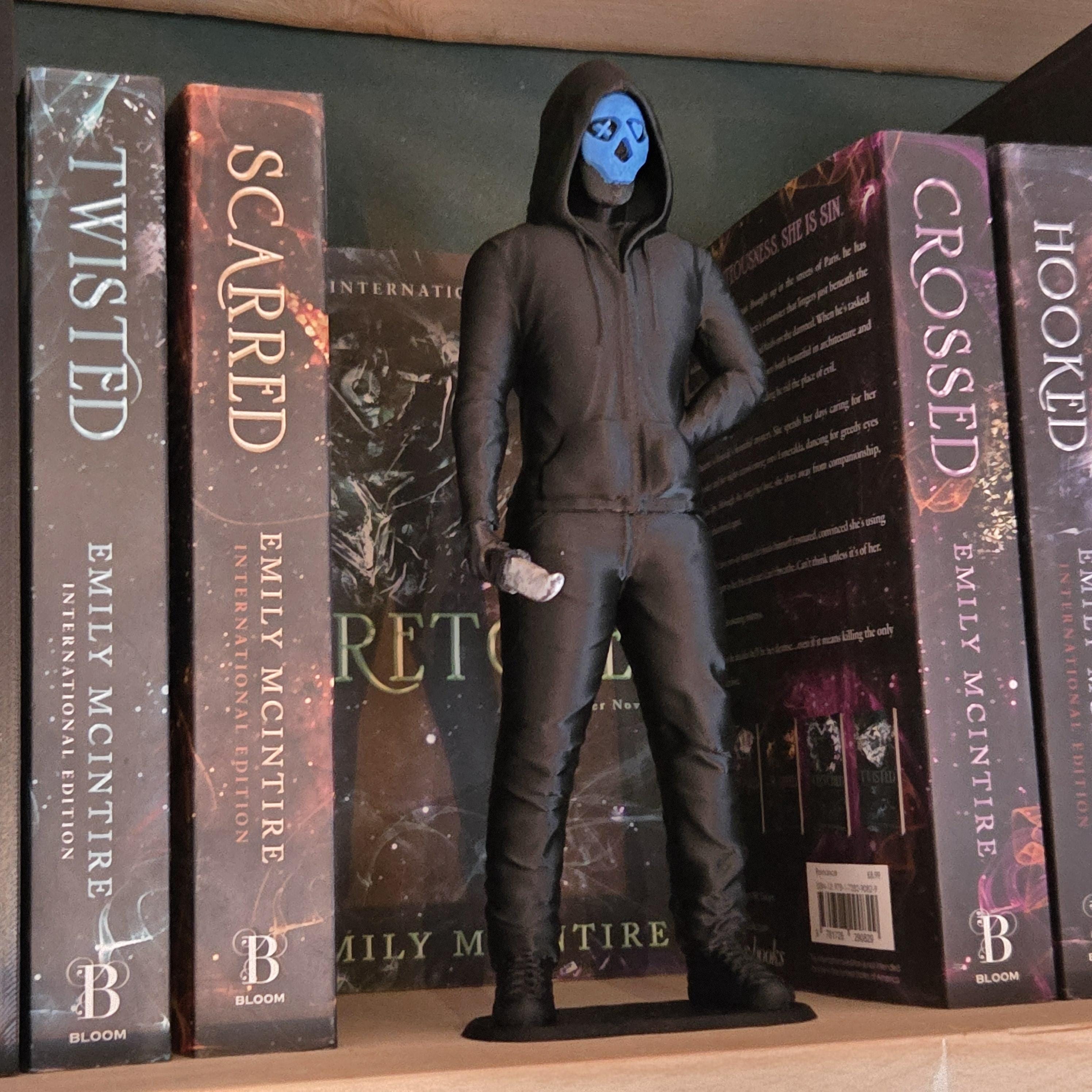 Masked lights out Figure Book Decor | Dark Aesthetic Shelf Statue | Horror Character Decor | Gothic Bookshelf Accent | Spooky Room Decor