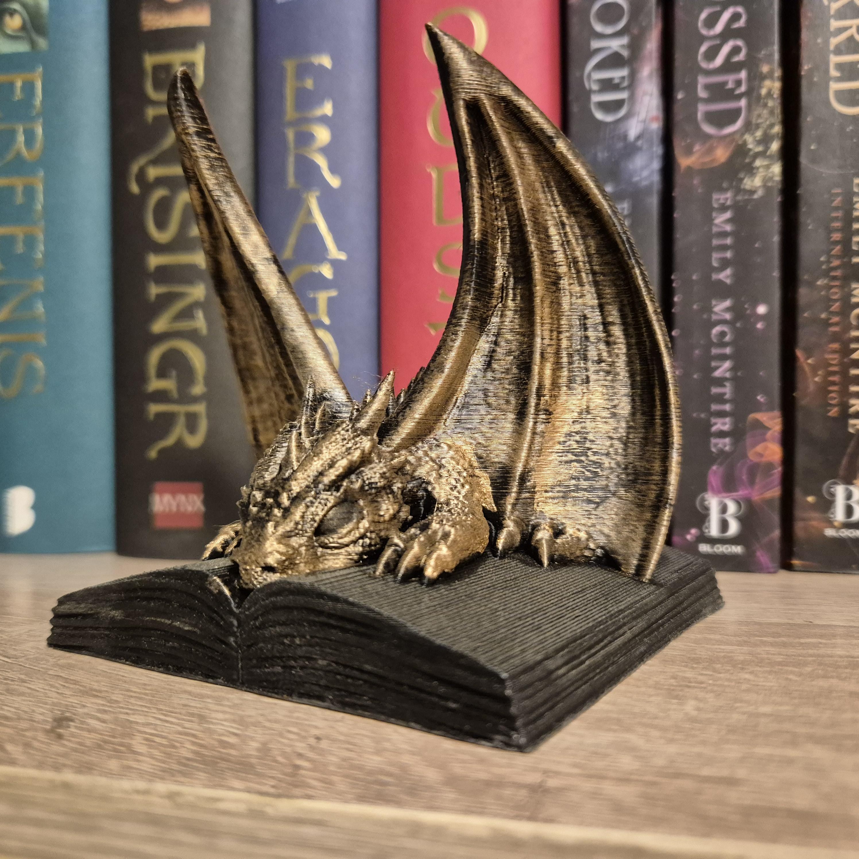 Bookshelf decor dragon on book Andarna Dragon Figurine – Inspired by Onyx Storm (Empyrean Series)