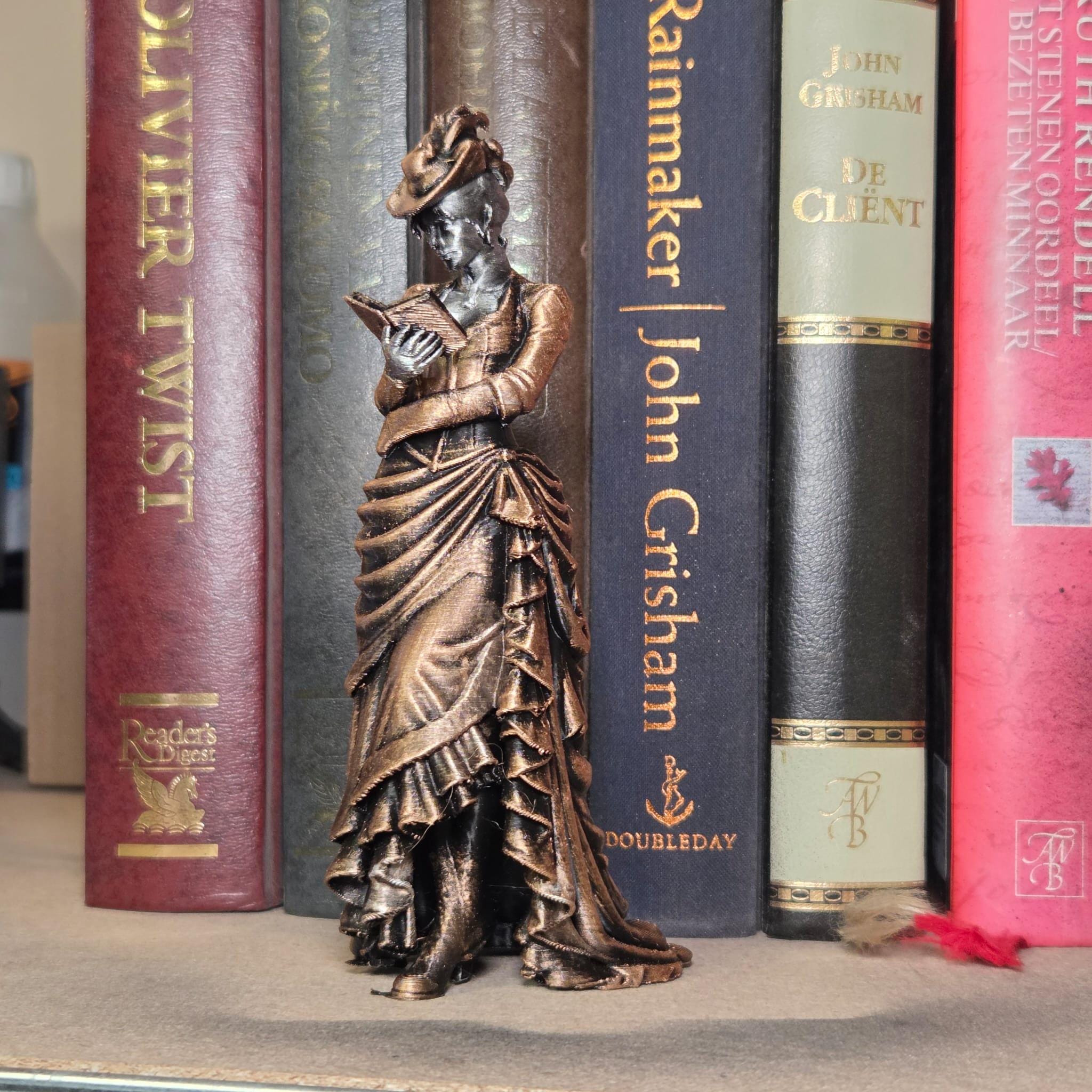 Victorian Lady Reading a Book - Bookish Figurine for Library & Bookshelf Decor
