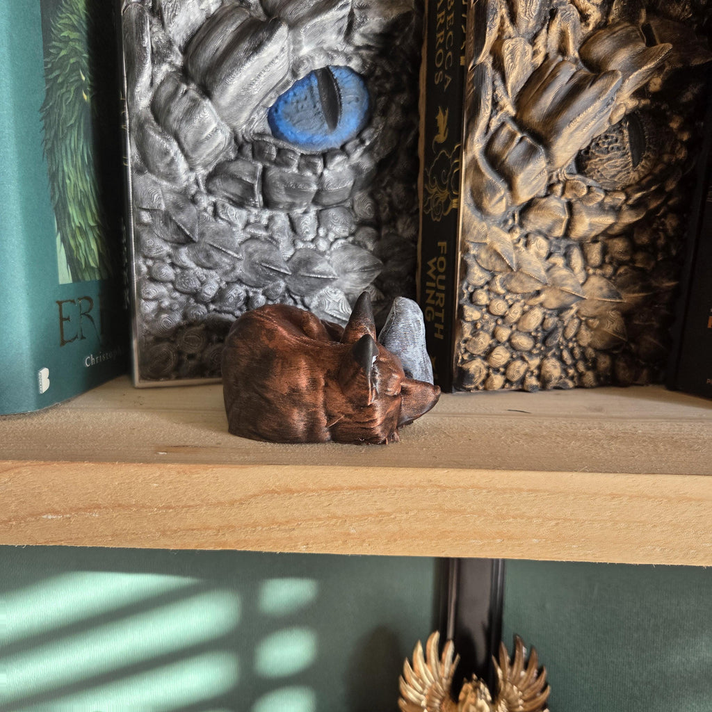Hand-Painted Sleeping Fox Figurine • Guardians of the Bookshelf • Cozy Shelf Decor • Book Nook Companion • Fox Statue • Gift for Book Lovers