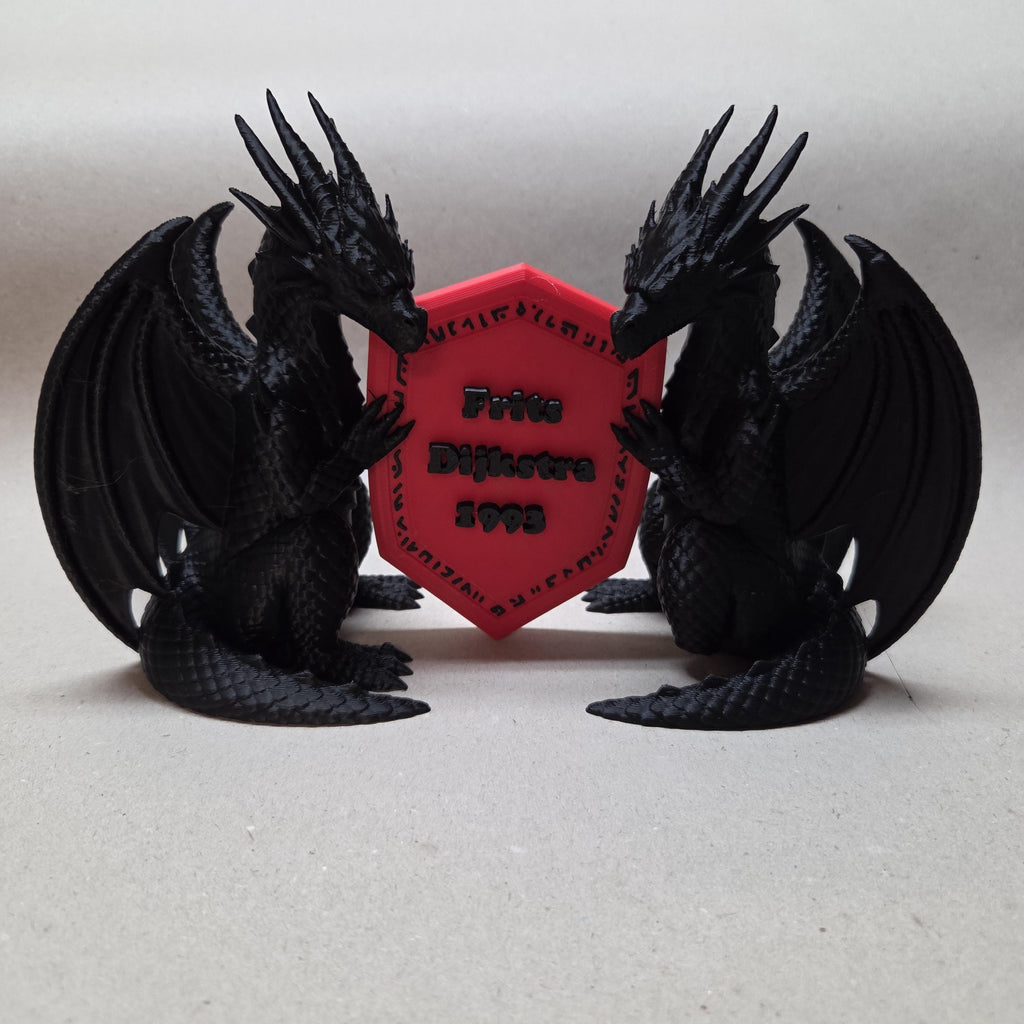 Drachen mit Abzeichen Bücherregal-Dekoration Figur – Fantasy-Buch-Romanze