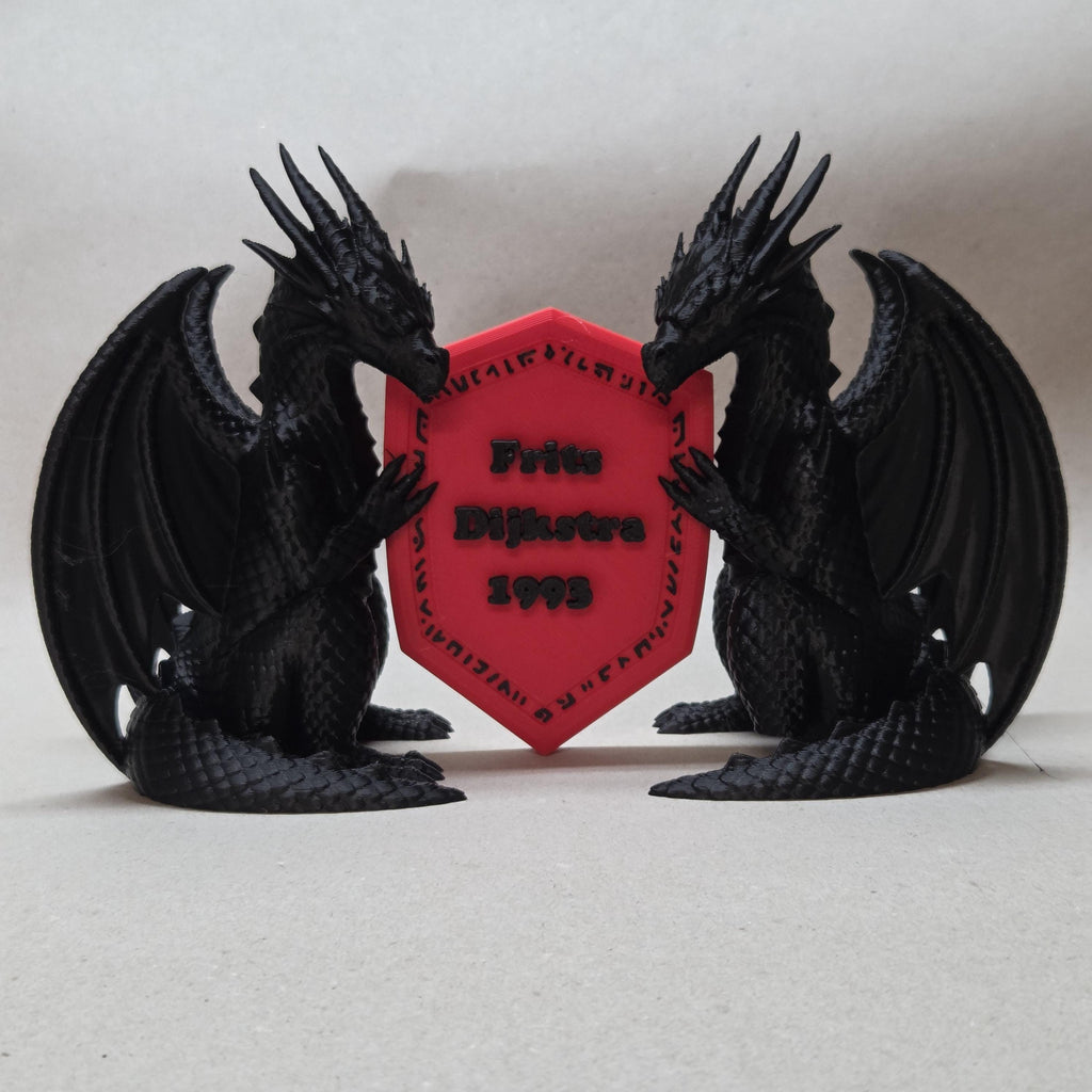 Drachen mit Abzeichen Bücherregal-Dekoration Figur – Fantasy-Buch-Romanze