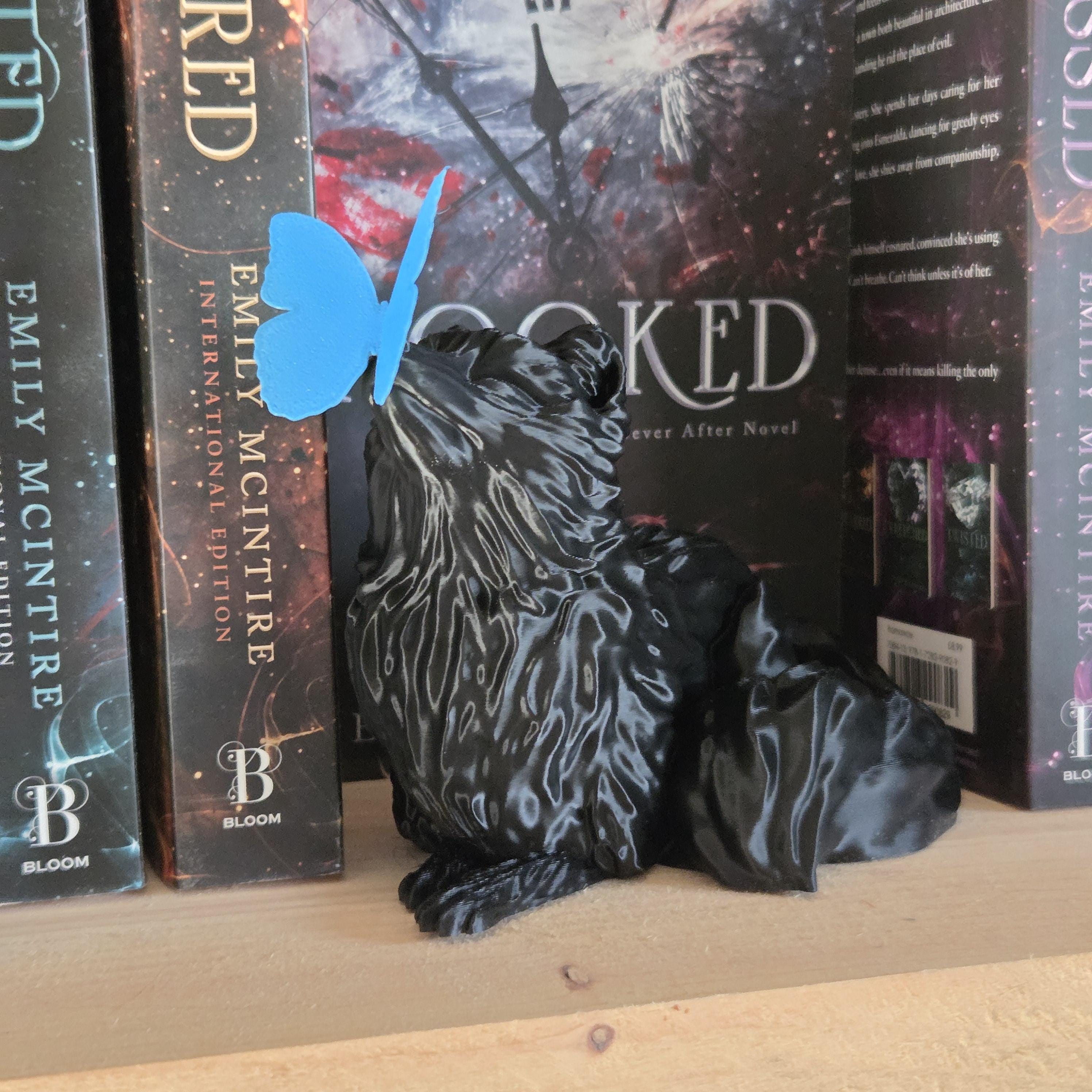Fuchs Bücherregal Dekoration mit optionalem Schmetterling – 3D-gedruckte Fuchsstatue – Wald-Buchzubehör – Cottagecore Wohndekoration