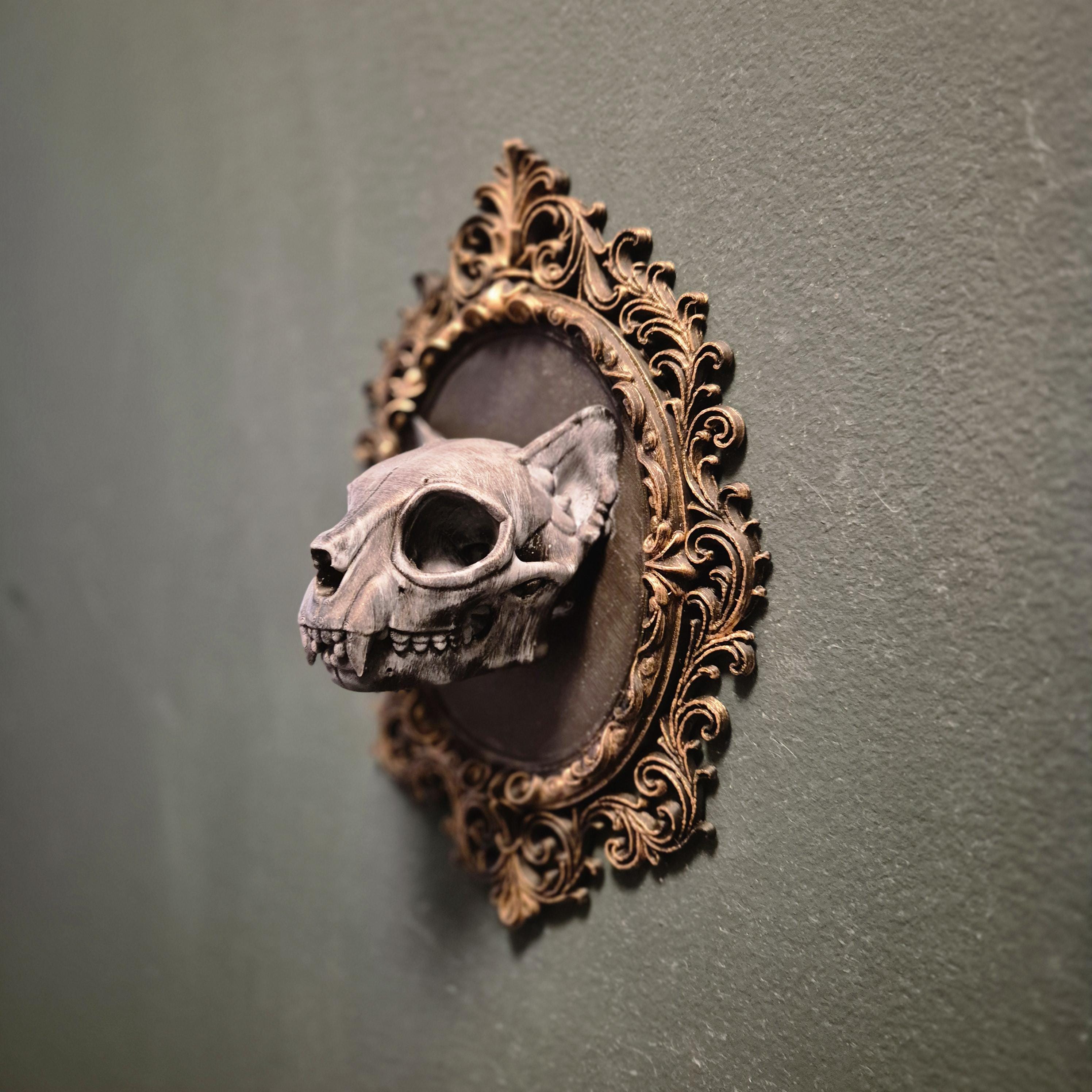 Gothic wall plaques – demon skull | dark fantasy wall art | baroque frame decor