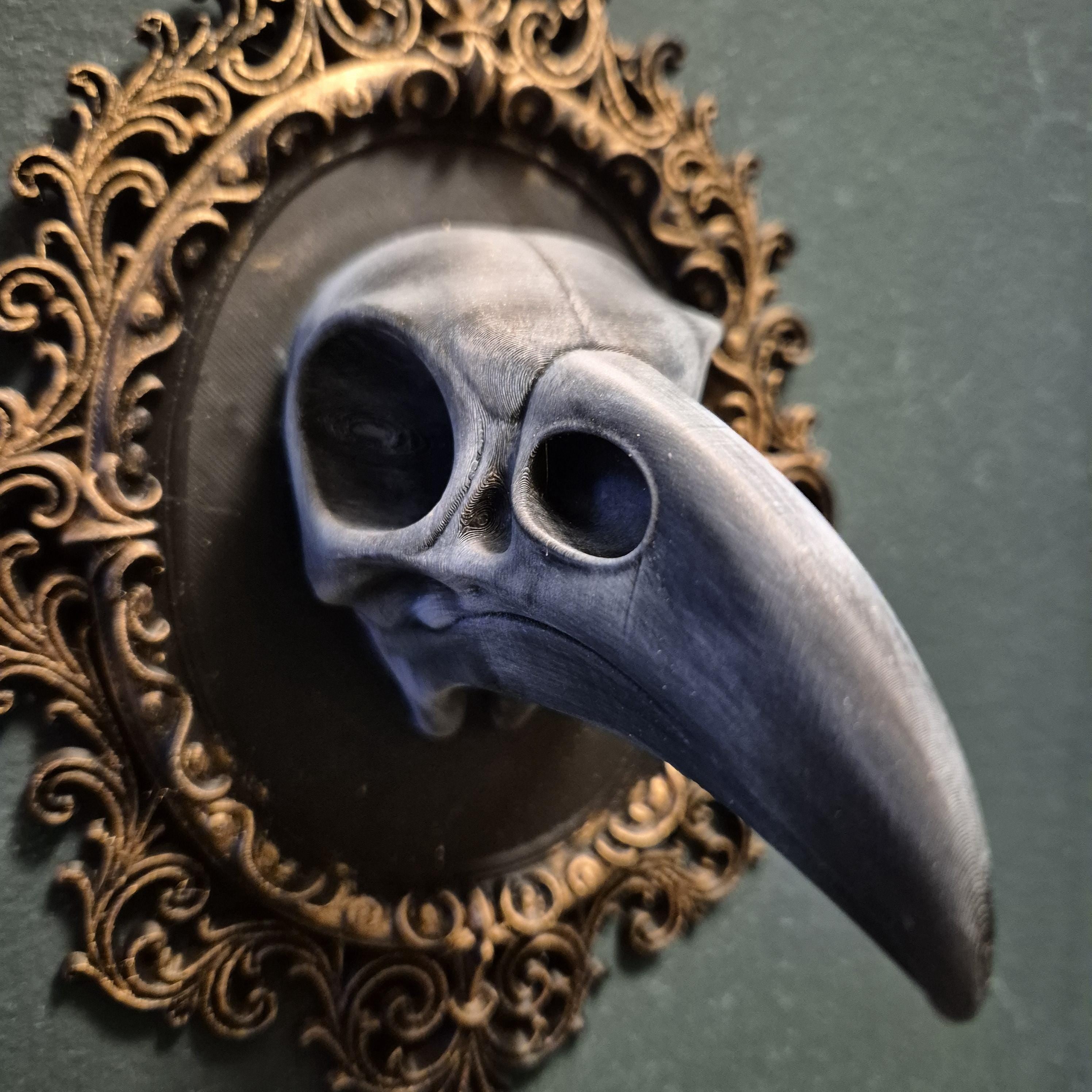 Gothic wall plaques – raven skull | dark fantasy wall art | baroque frame decor