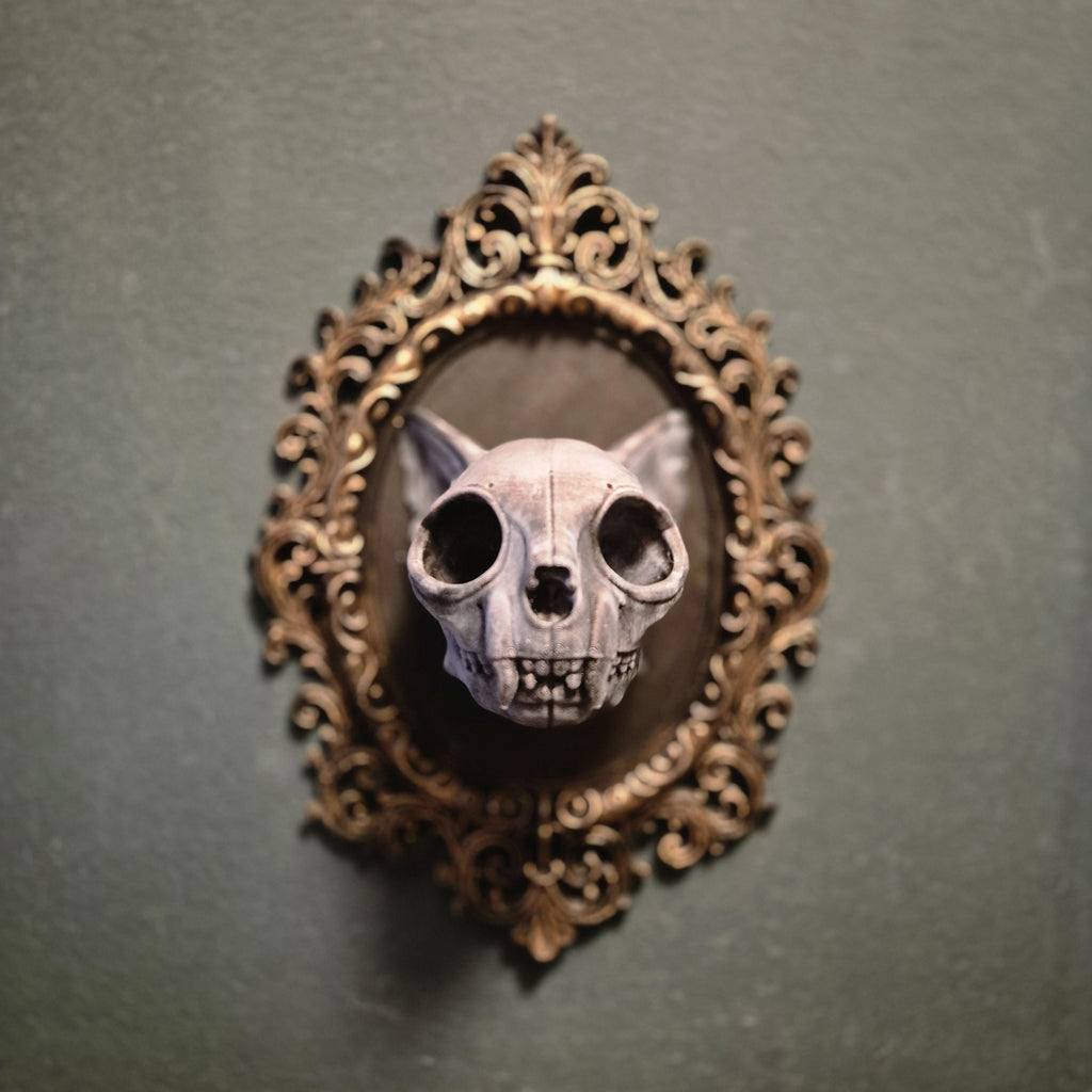 Gothic wall plaques – demon skull | dark fantasy wall art | baroque frame decor