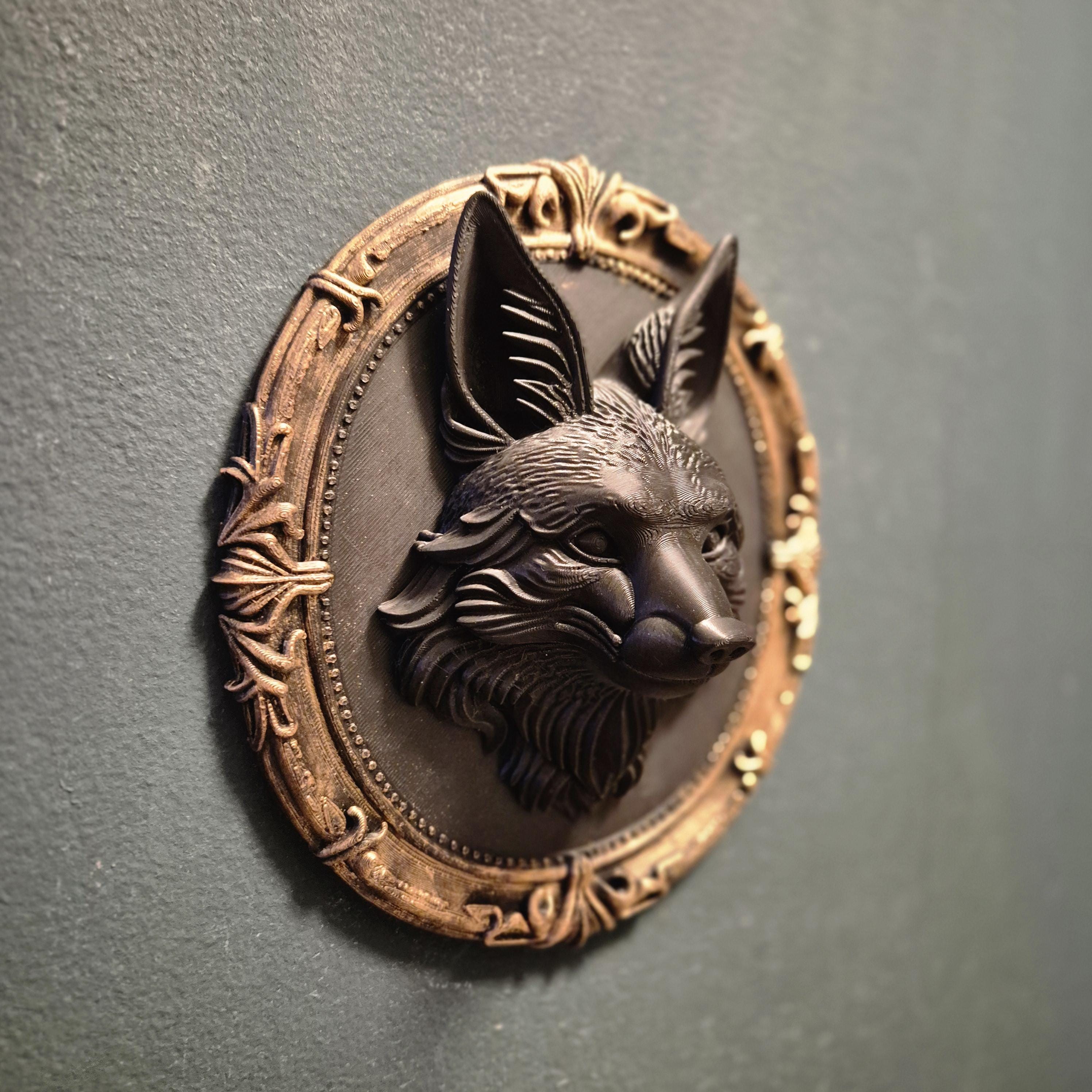 TEMPLATE ARTICLE Gothic wall plaques – fox | dark fantasy wall art | baroque frame decor