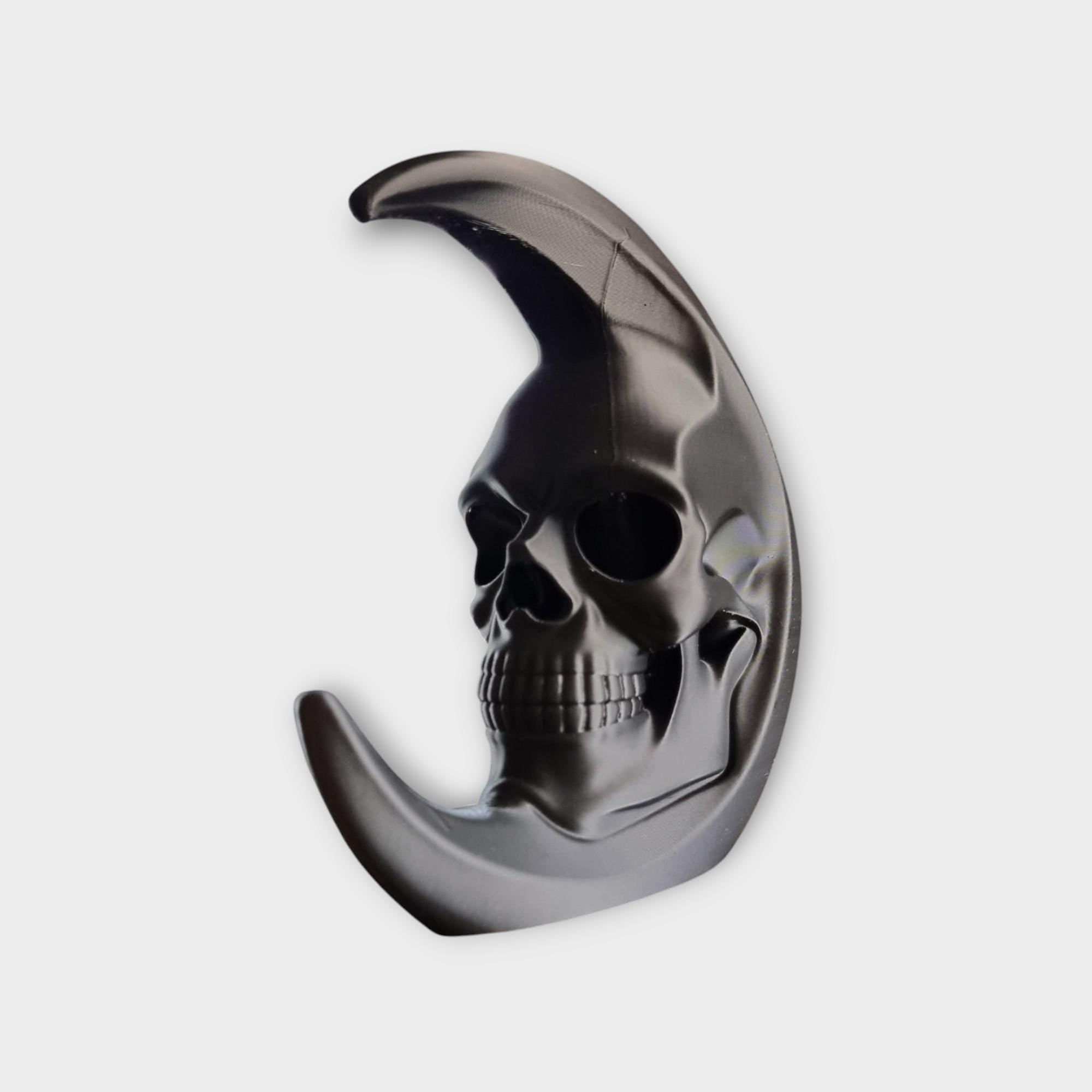 Halbmond-Totenkopf-Dekor | Gotische Mond-Skulptur | Halloween-Totenkopf-Ornament | Okkultes Halbmond-Dekor | Dark Academia Raumakzent