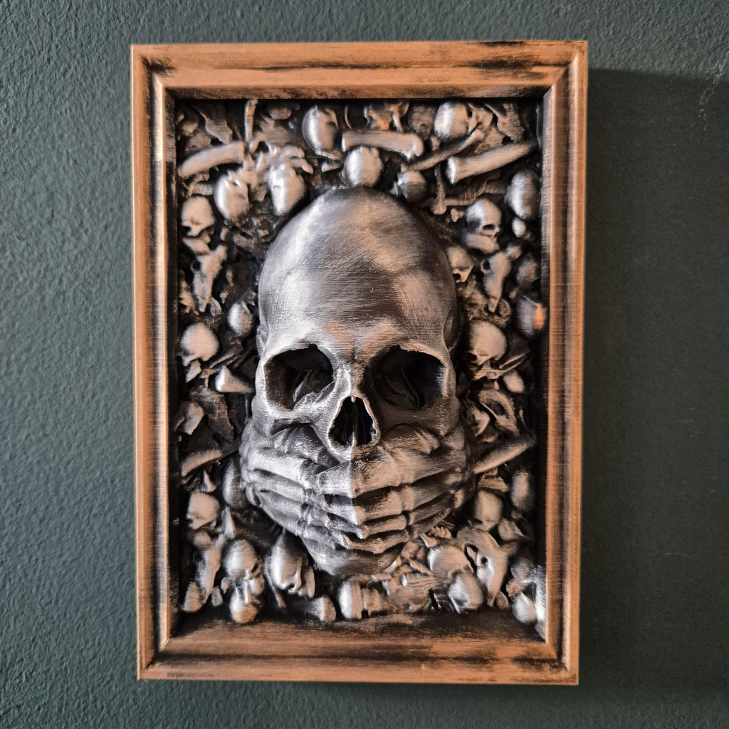 Three Wise Skulls - 3D Printed "See No Evil, Hear No Evil, Speak No Evil" Figurine Set gift for him her for Halloween