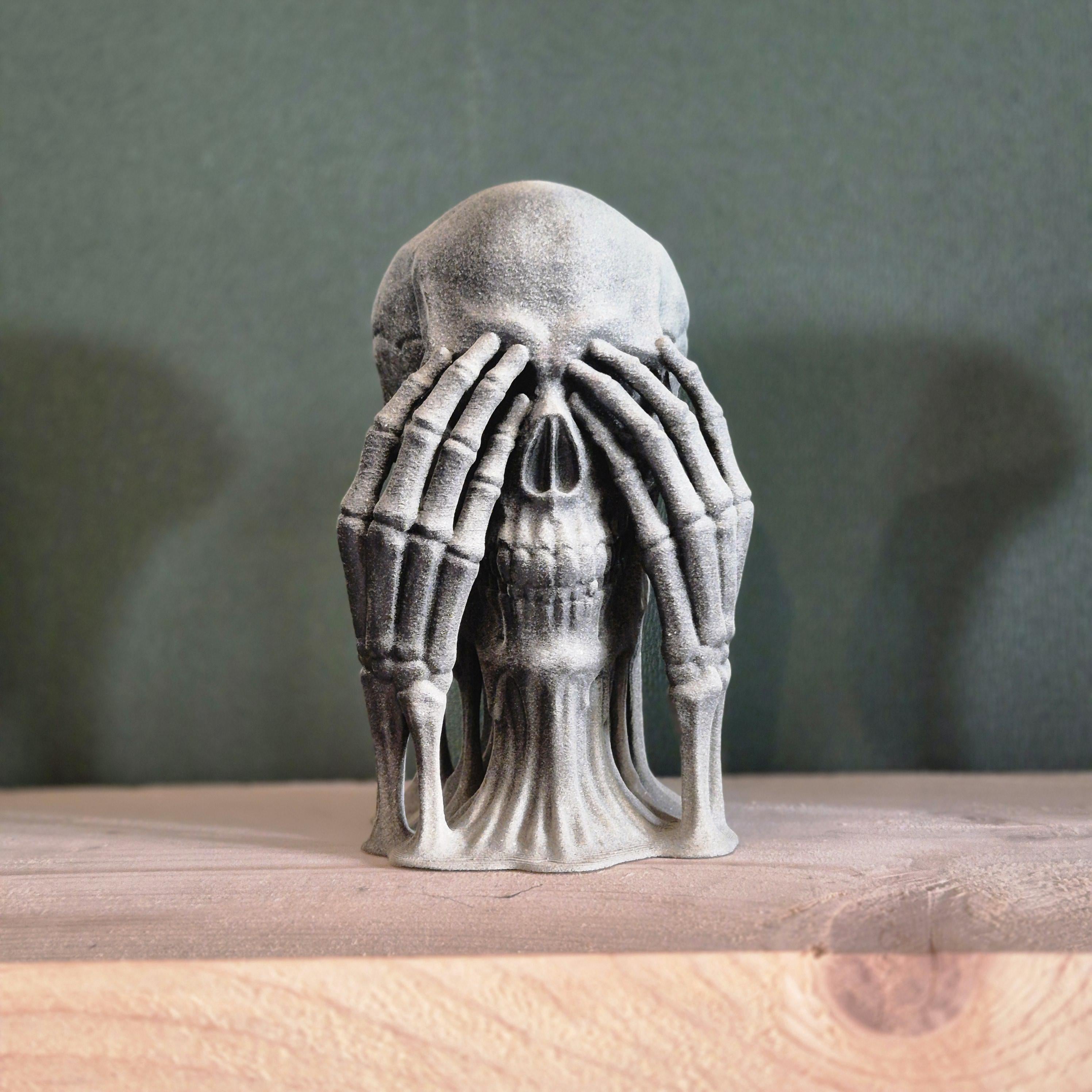 Three Wise Skulls - 3D Printed "See No Evil, Hear No Evil, Speak No Evil" Figurine Set gift for him her for Halloween