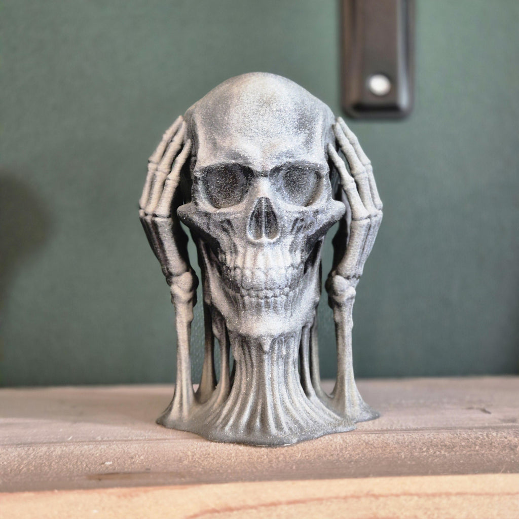 Three Wise Skulls - 3D Printed "See No Evil, Hear No Evil, Speak No Evil" Figurine Set gift for him her for Halloween