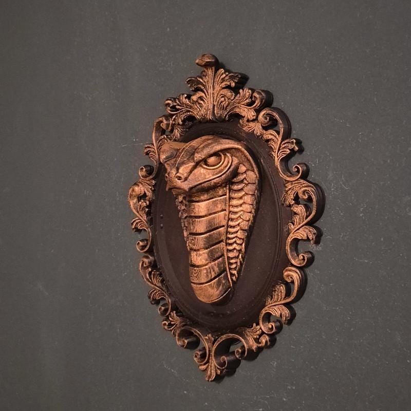 Gothic wall plaques – cobra snake | dark fantasy wall art | baroque frame decor