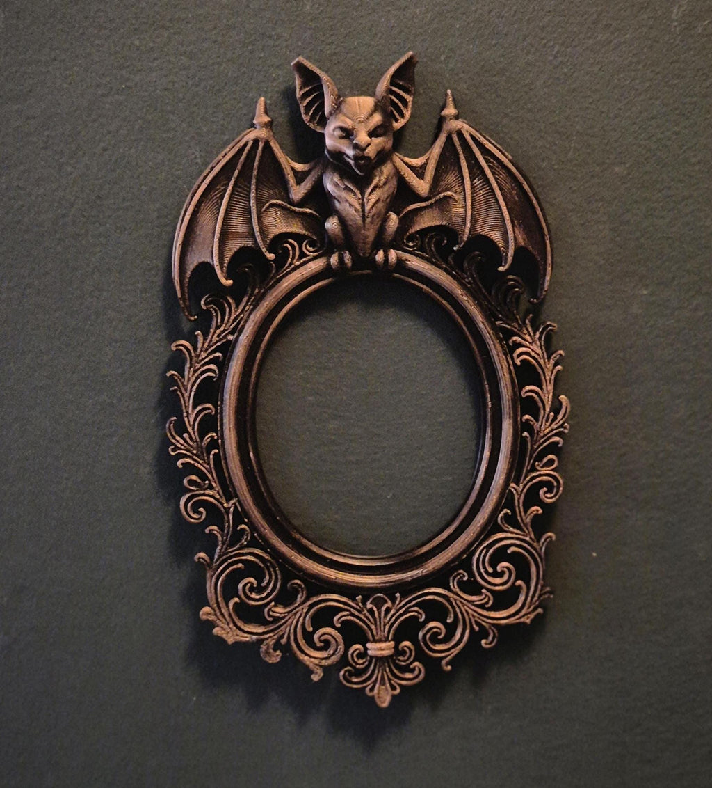 Bat baroque wall frame | gothic halloween decor | spooky bat photo frame | occult wall art | dark fantasy bat hanging