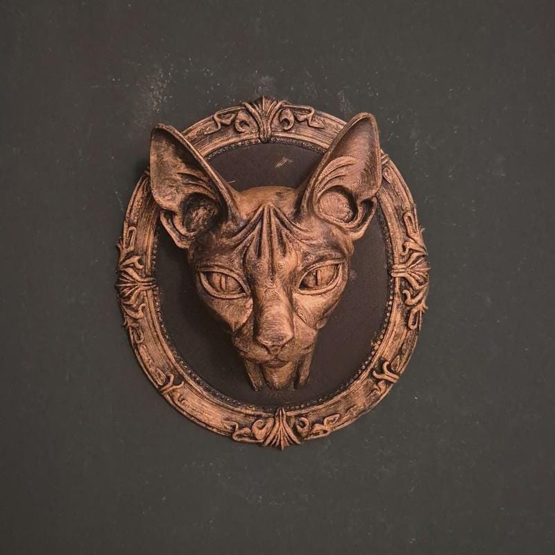 Gothic wall plaques – Lynx cat | dark fantasy wall art | baroque frame decor