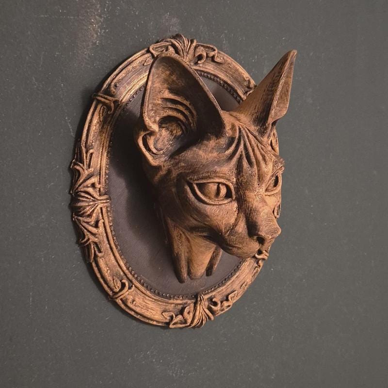 Gothic wall plaques – Lynx cat | dark fantasy wall art | baroque frame decor