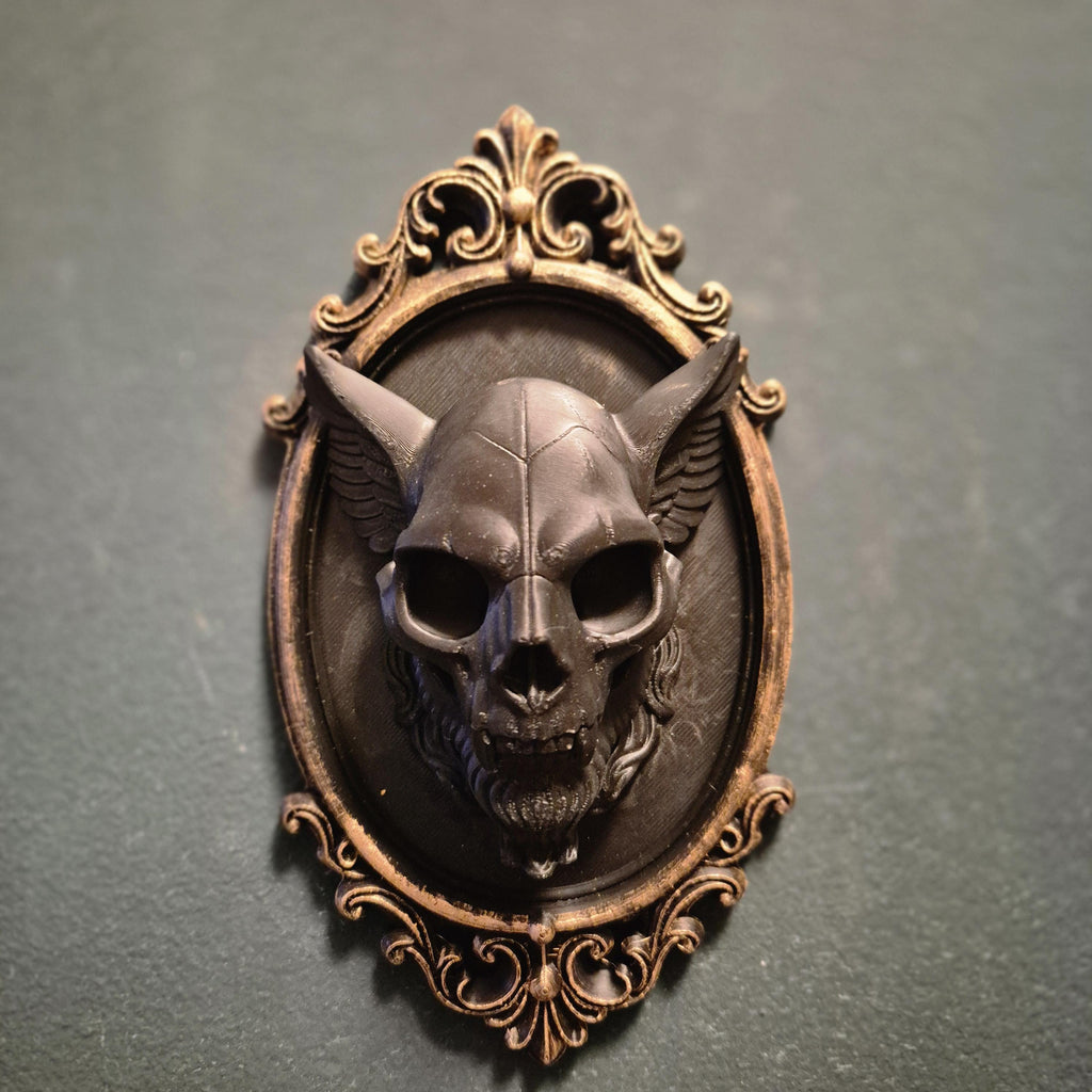 Gothic Wall Plaques – demon skull | Dark Fantasy Wall Art | Baroque Frame Decor