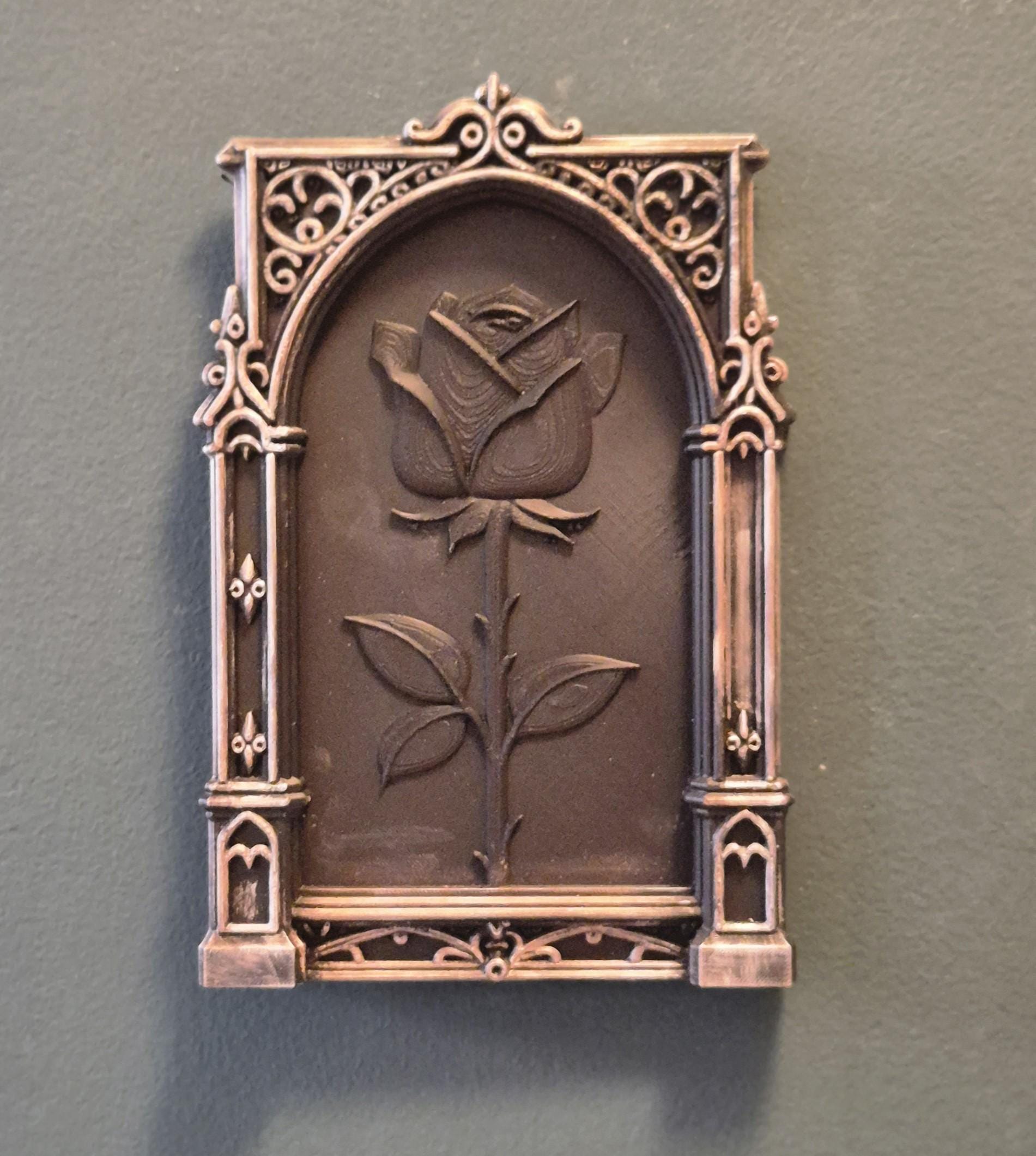 Gothic rose wall decor | dark romantic wall decor | gothic altar shelf piece | halloween rose decor | baroque floral book holder