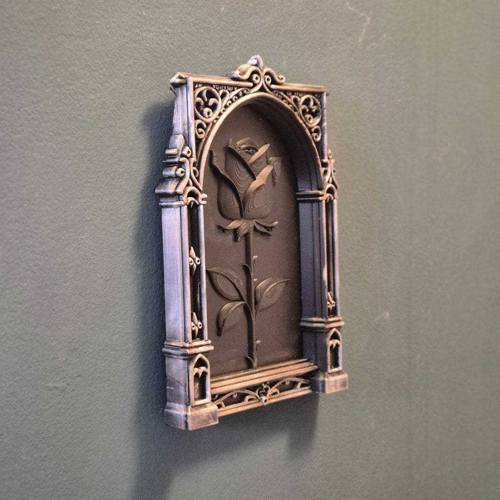 Gothic rose wall decor | dark romantic wall decor | gothic altar shelf piece | halloween rose decor | baroque floral book holder