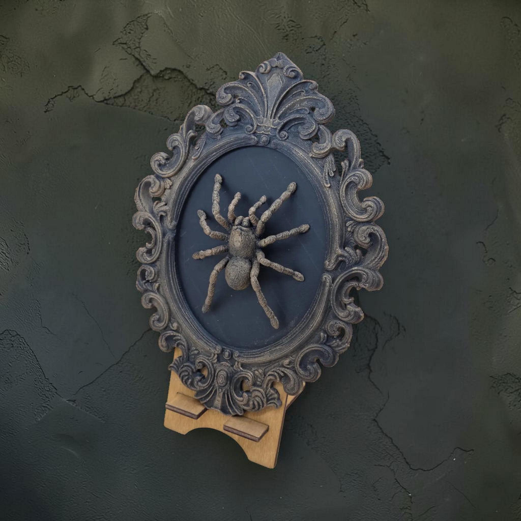 Spider wall plaque in ornate frame | gothic tarantula wall decor