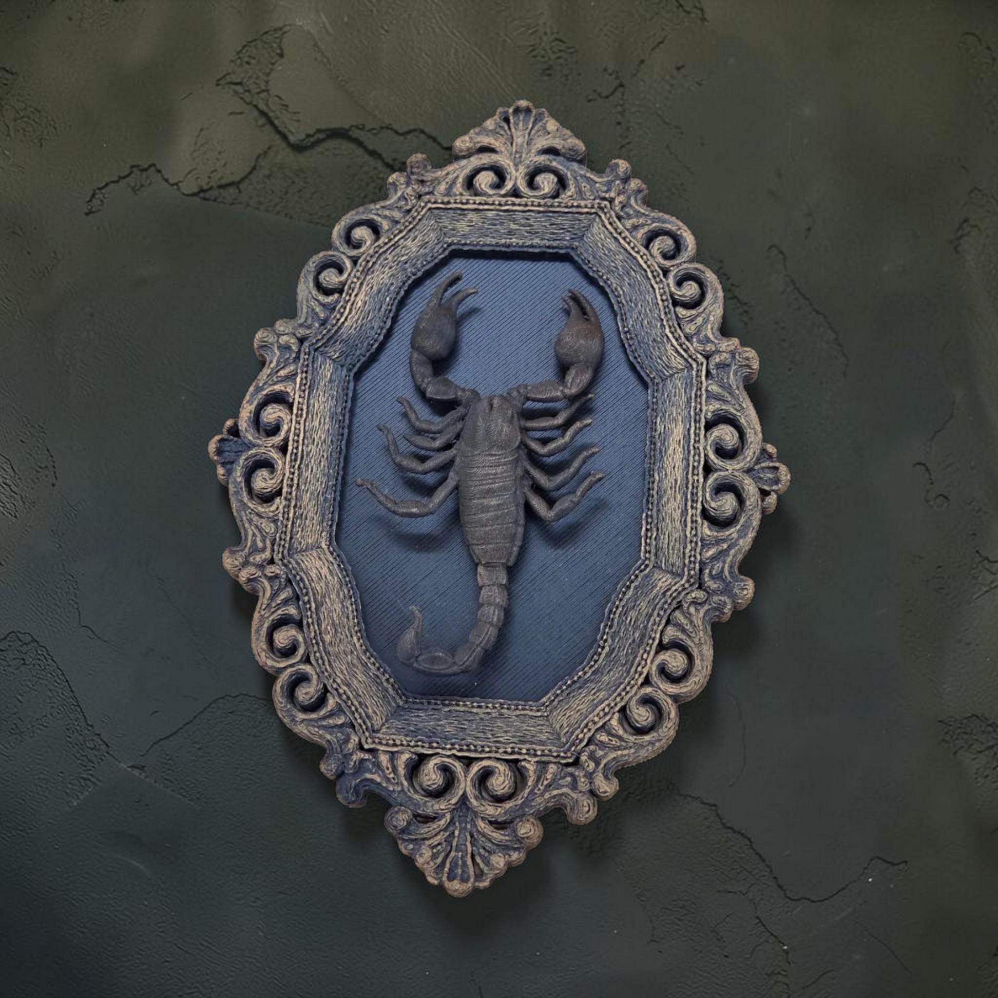 Scorpion wall plaque in ornate frame | gothic oddities wall decor