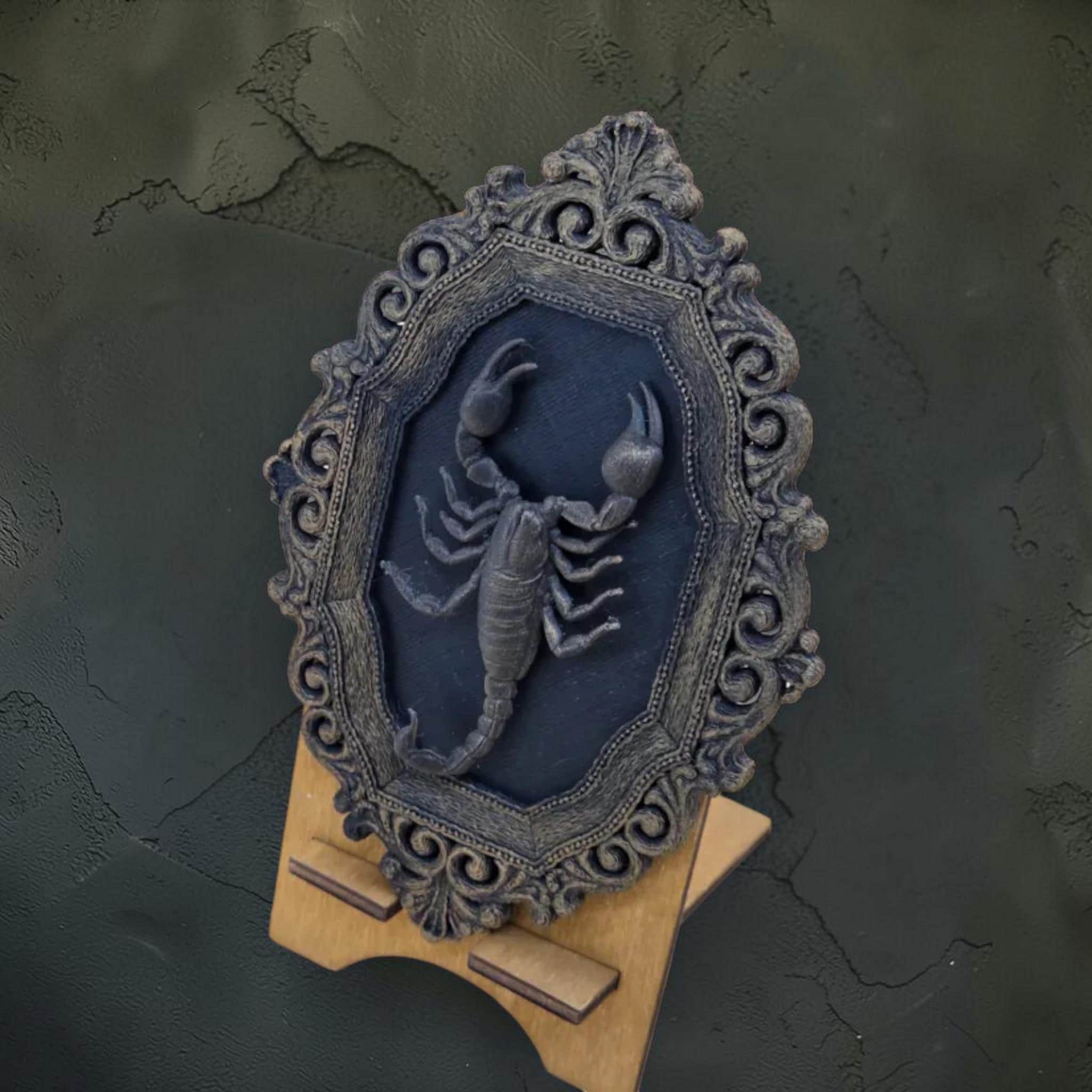 Scorpion wall plaque in ornate frame | gothic oddities wall decor