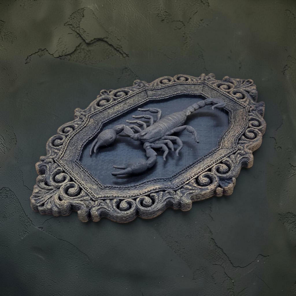 Scorpion wall plaque in ornate frame | gothic oddities wall decor