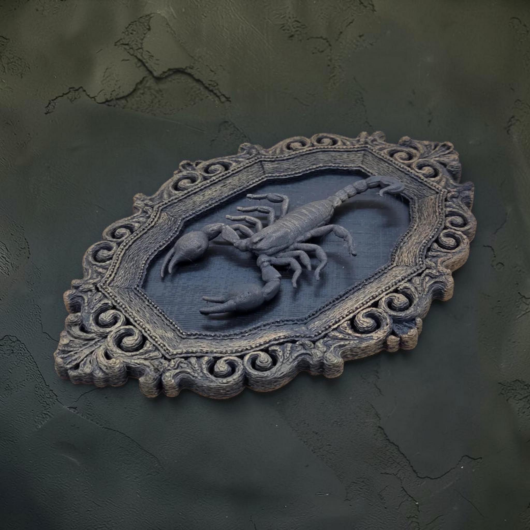 Scorpion wall plaque in ornate frame | gothic oddities wall decor