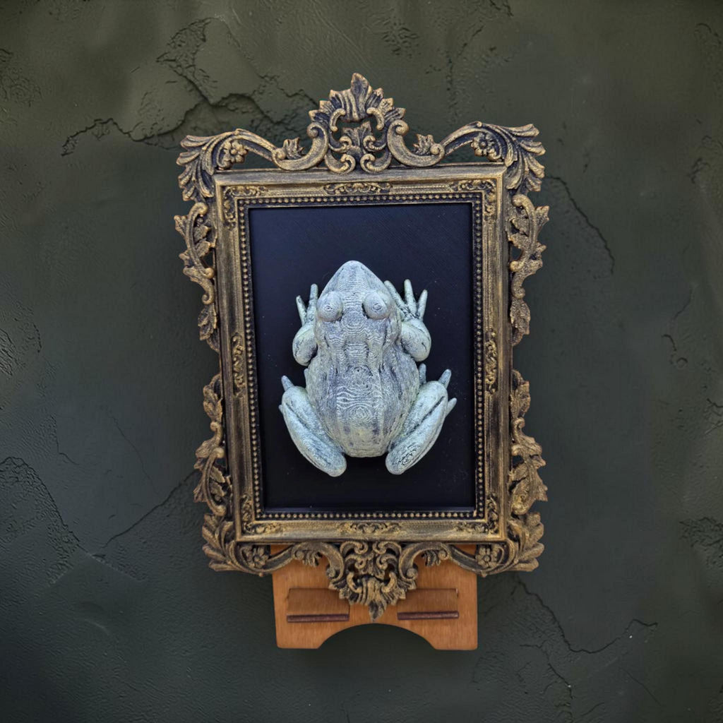 Frog wall plaque in baroque frame | whimsical nature wall decor
