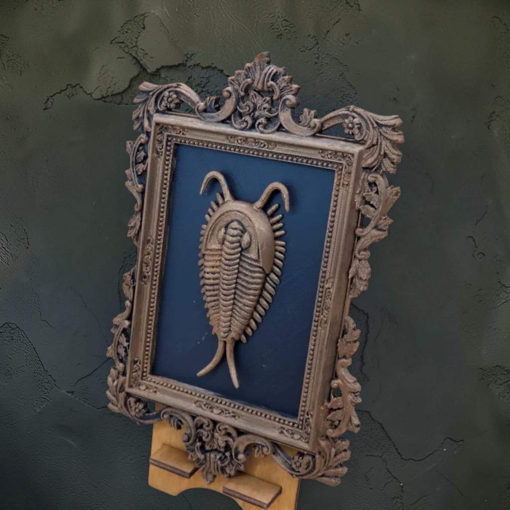 Trilobite wall plaque in ornate frame | fossil-inspired wall decor