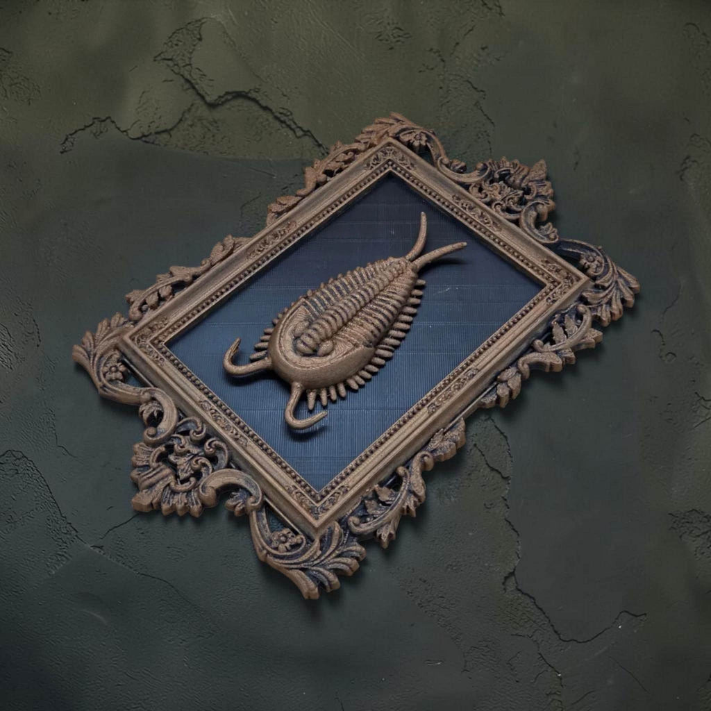 Trilobite wall plaque in ornate frame | fossil-inspired wall decor