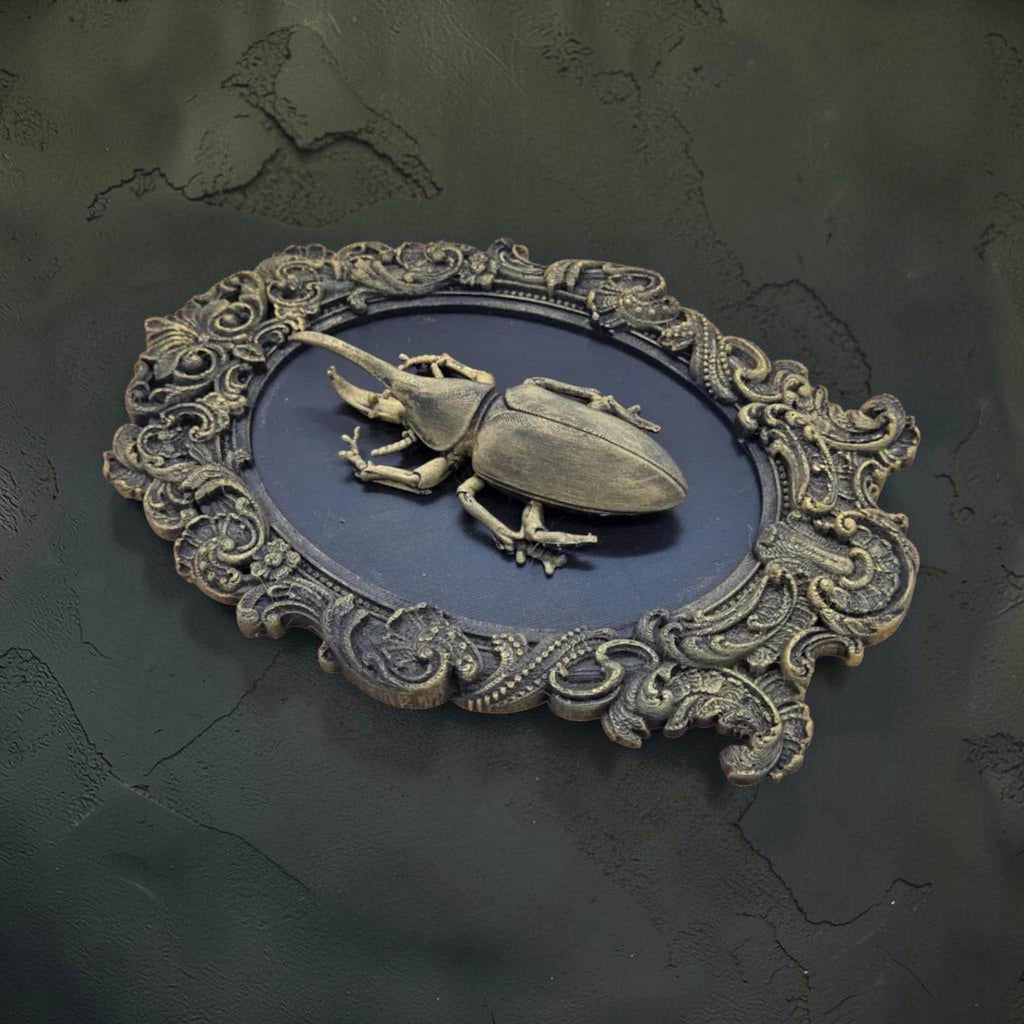 Beetle wall plaque in baroque frame | gothic insect wall decor