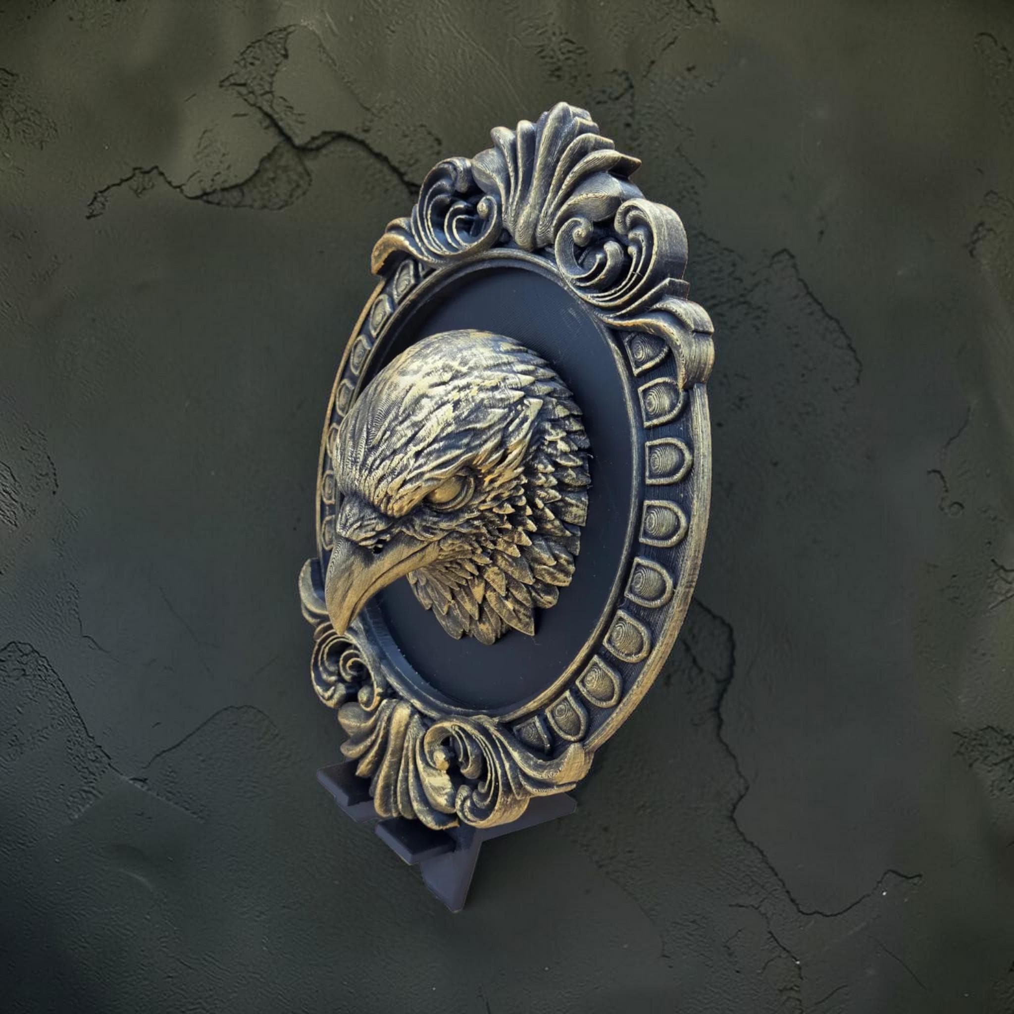 Raven wall plaque in baroque frame | gothic bird wall decor