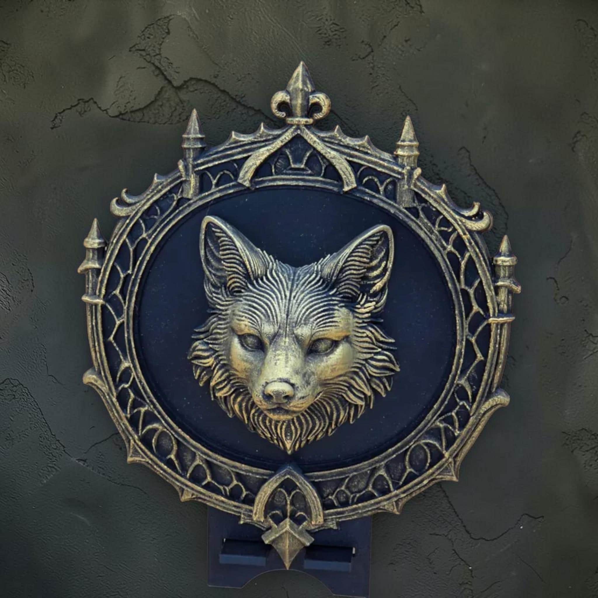 Fox head wall plaque in gothic frame | woodland baroque wall decor