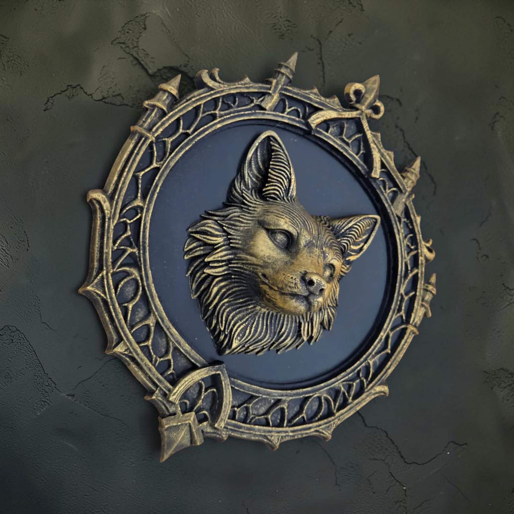 Fox head wall plaque in gothic frame | woodland baroque wall decor