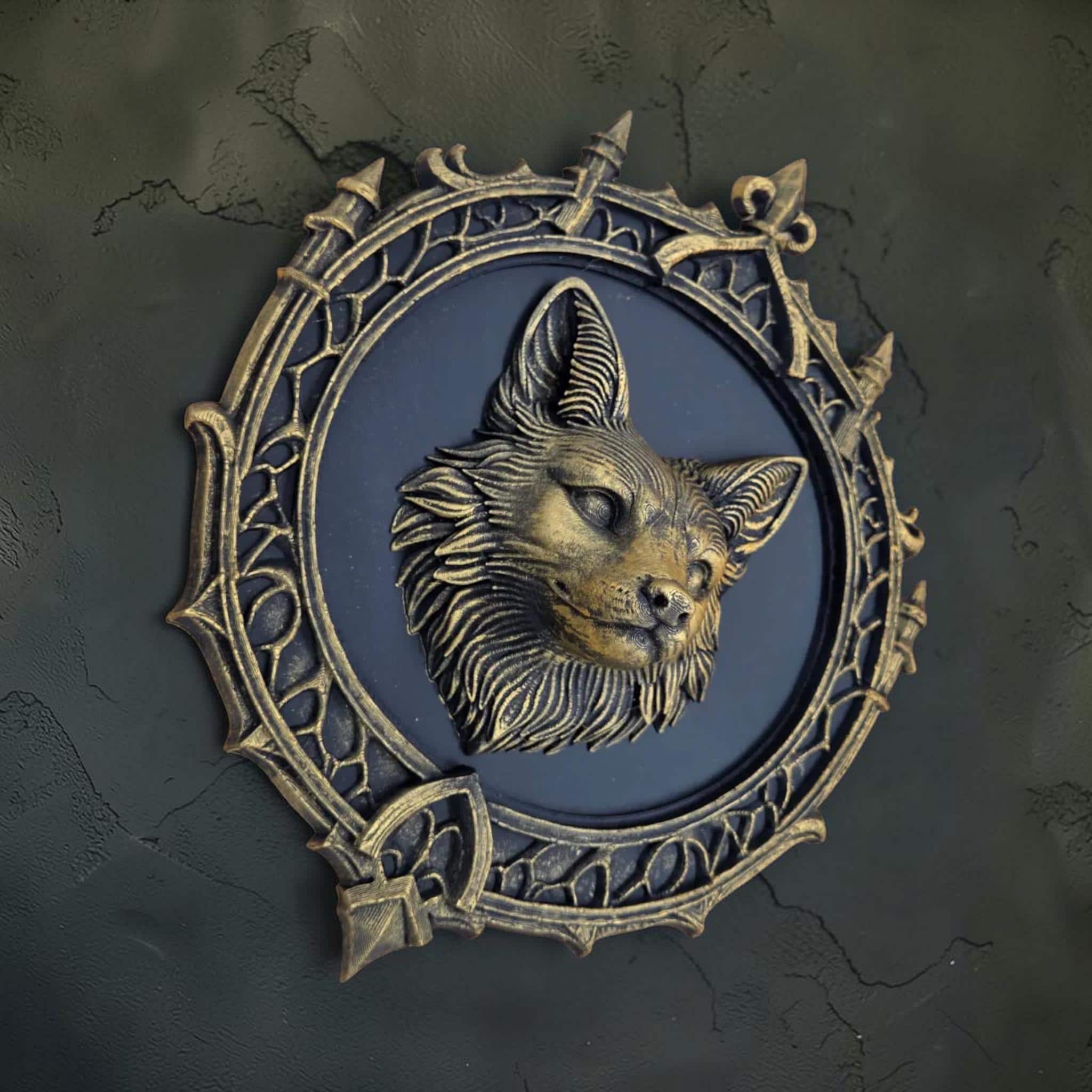 Fox head wall plaque in gothic frame | woodland baroque wall decor