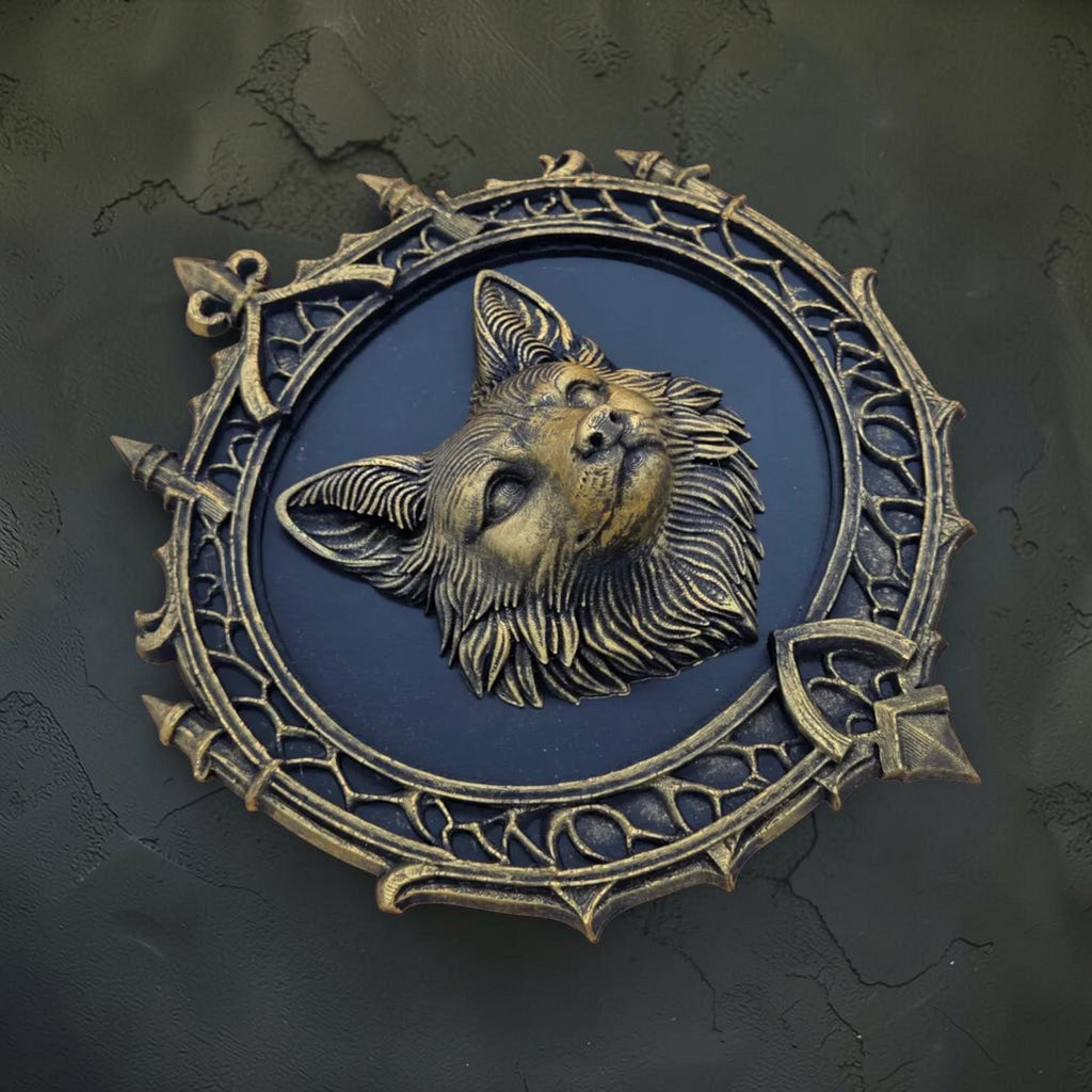 Fox head wall plaque in gothic frame | woodland baroque wall decor