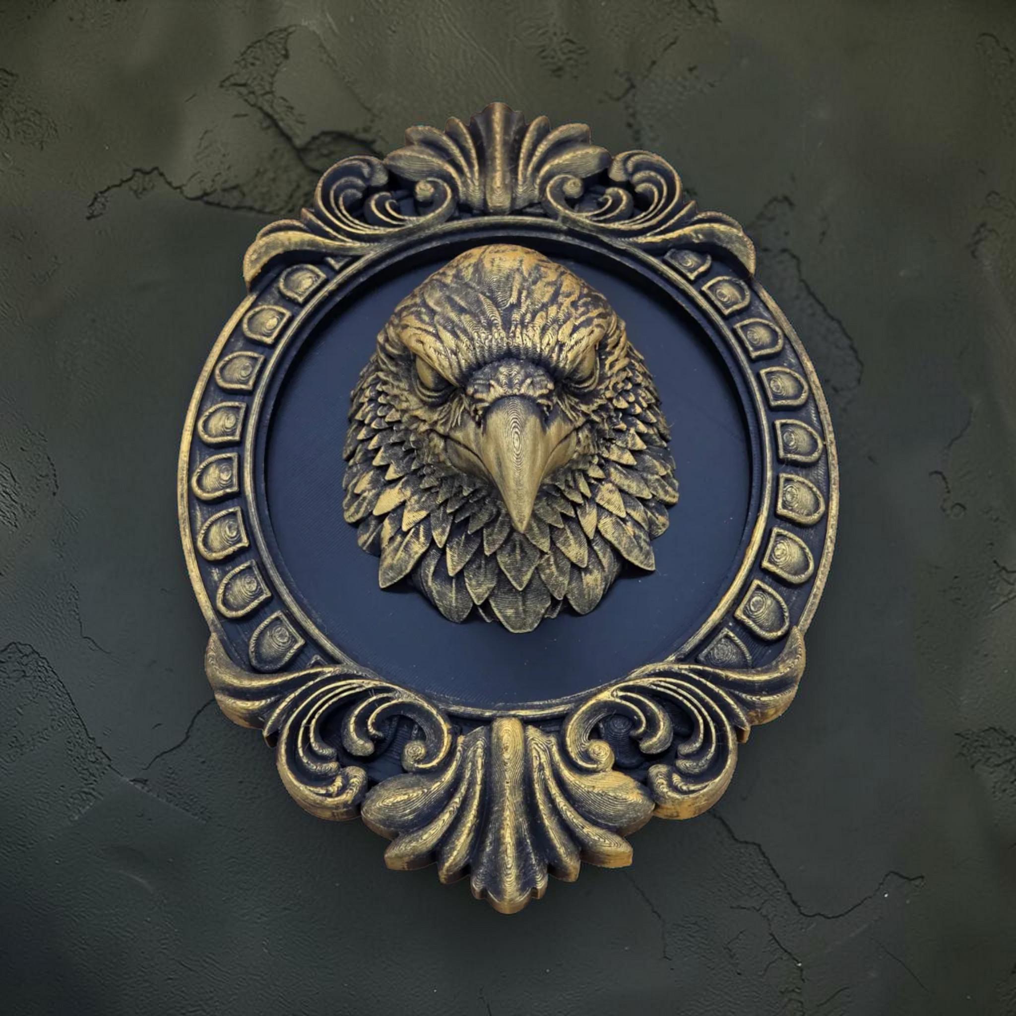 Raven wall plaque in baroque frame | gothic bird wall decor