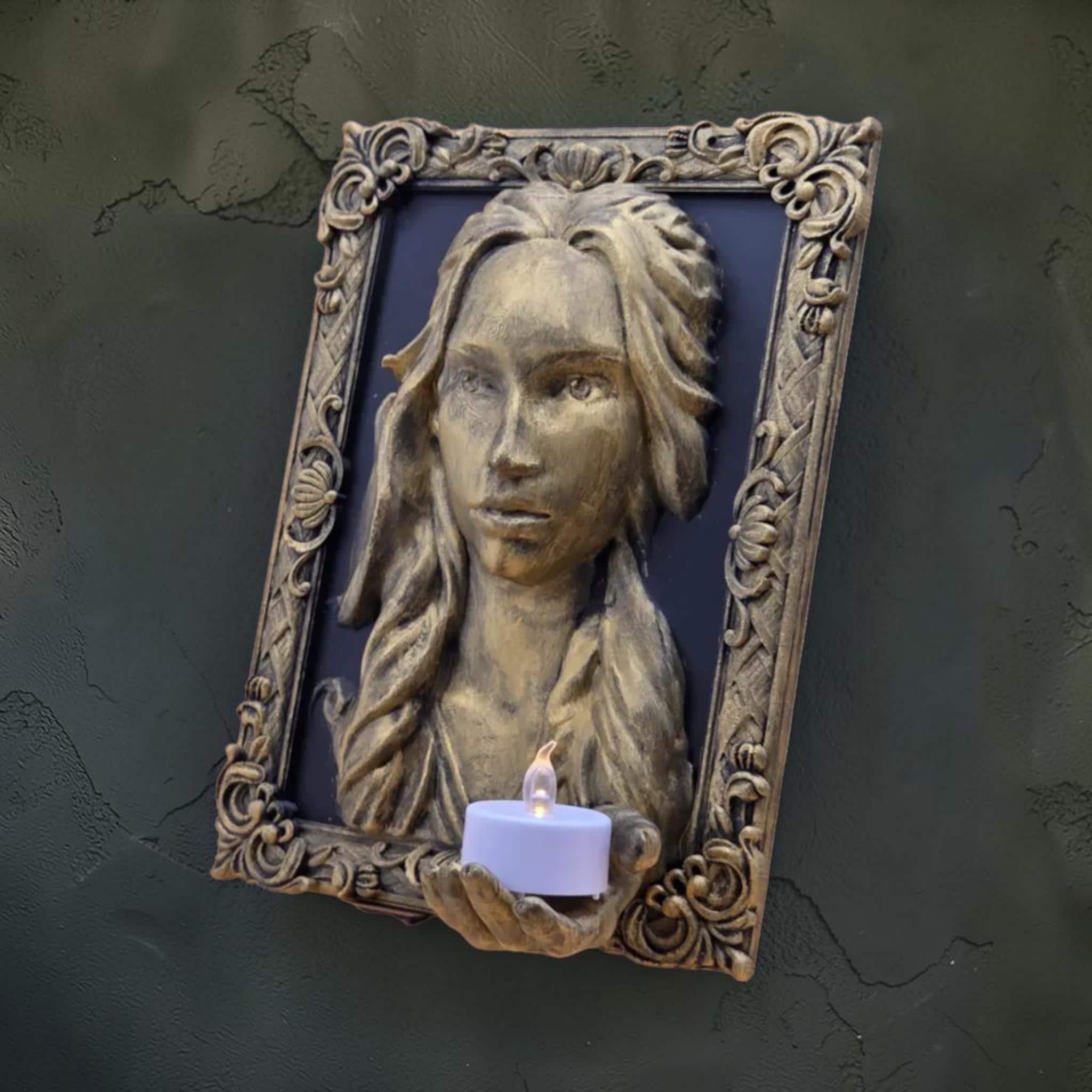 Woman portrait wall plaque in ornate frame | vintage gothic wall decor