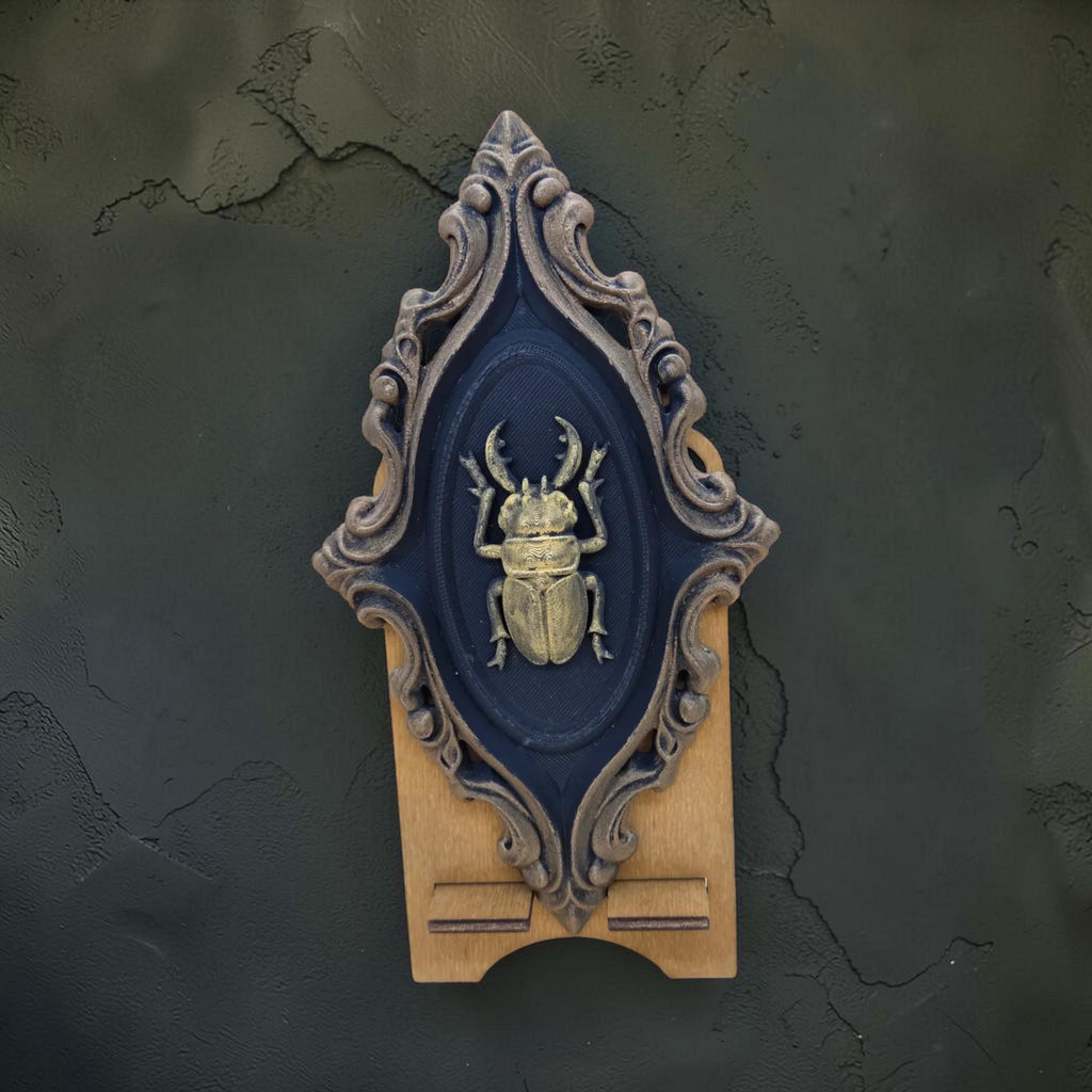 Beetle wall ornament in baroque frame | gothic insect wall decor